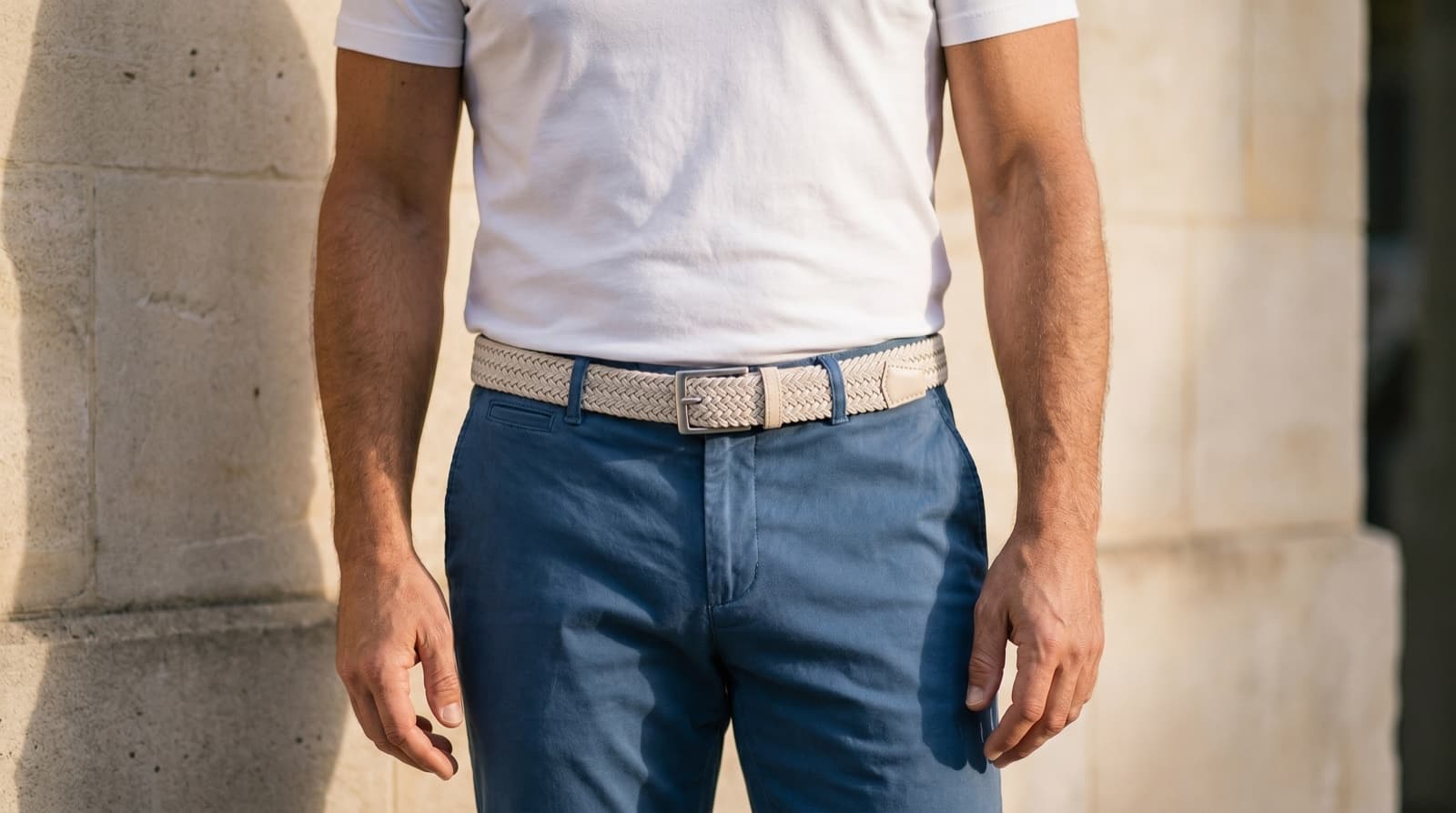 Officine Napoli Beige Braided Fabric Belt