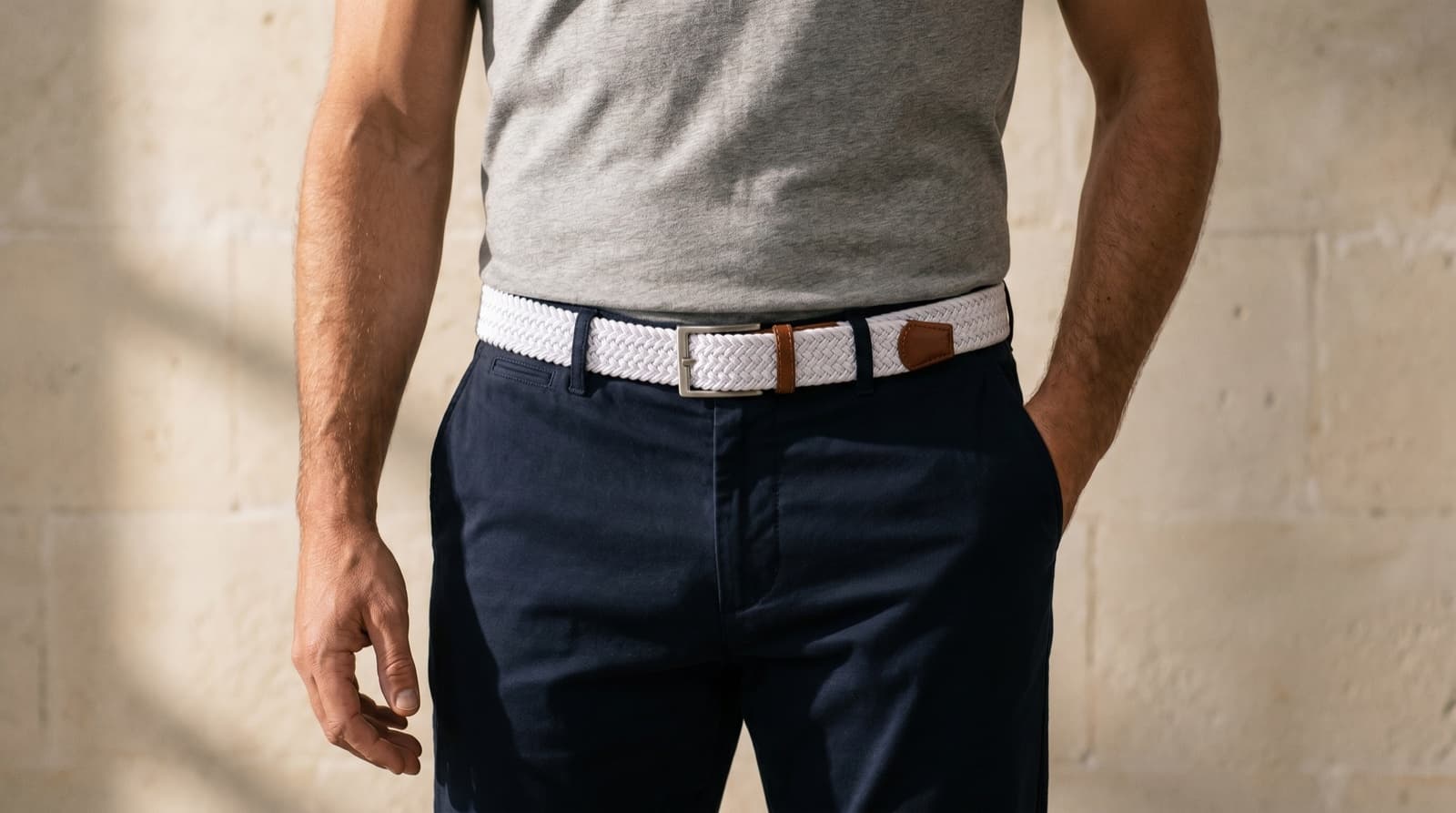 Officine Napoli White Braided Fabric Belt