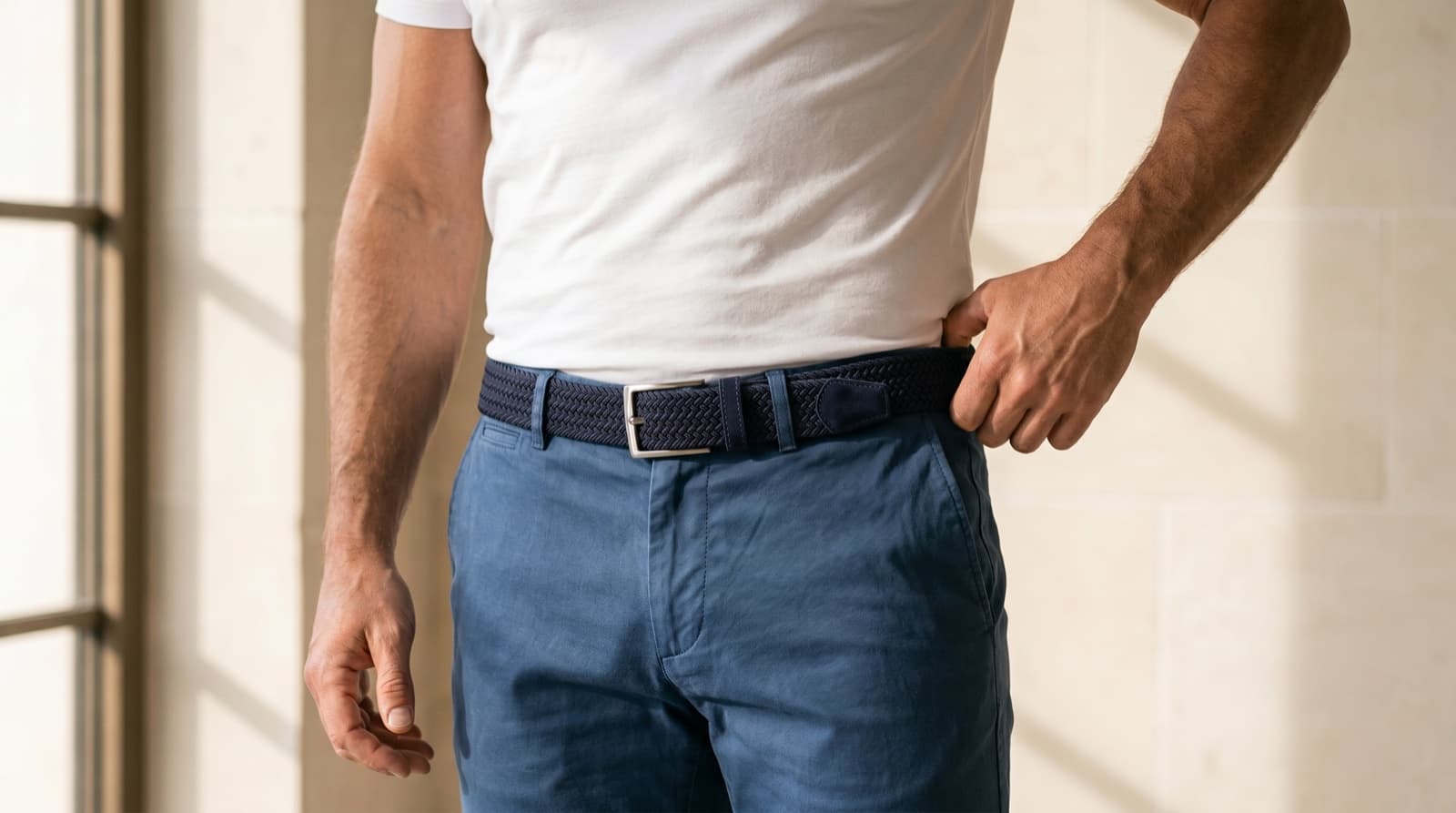 Officine Napoli Dark Blue Braided Fabric Belt