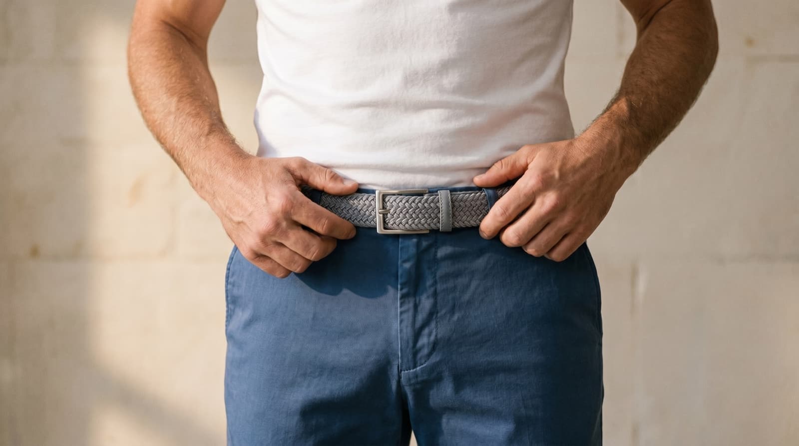 Officine Napoli Grey Braided Fabric Belt