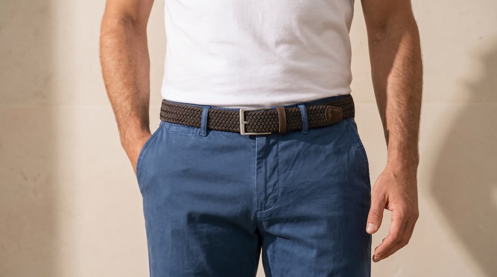 Officine Napoli Dark Brown Braided Fabric Belt