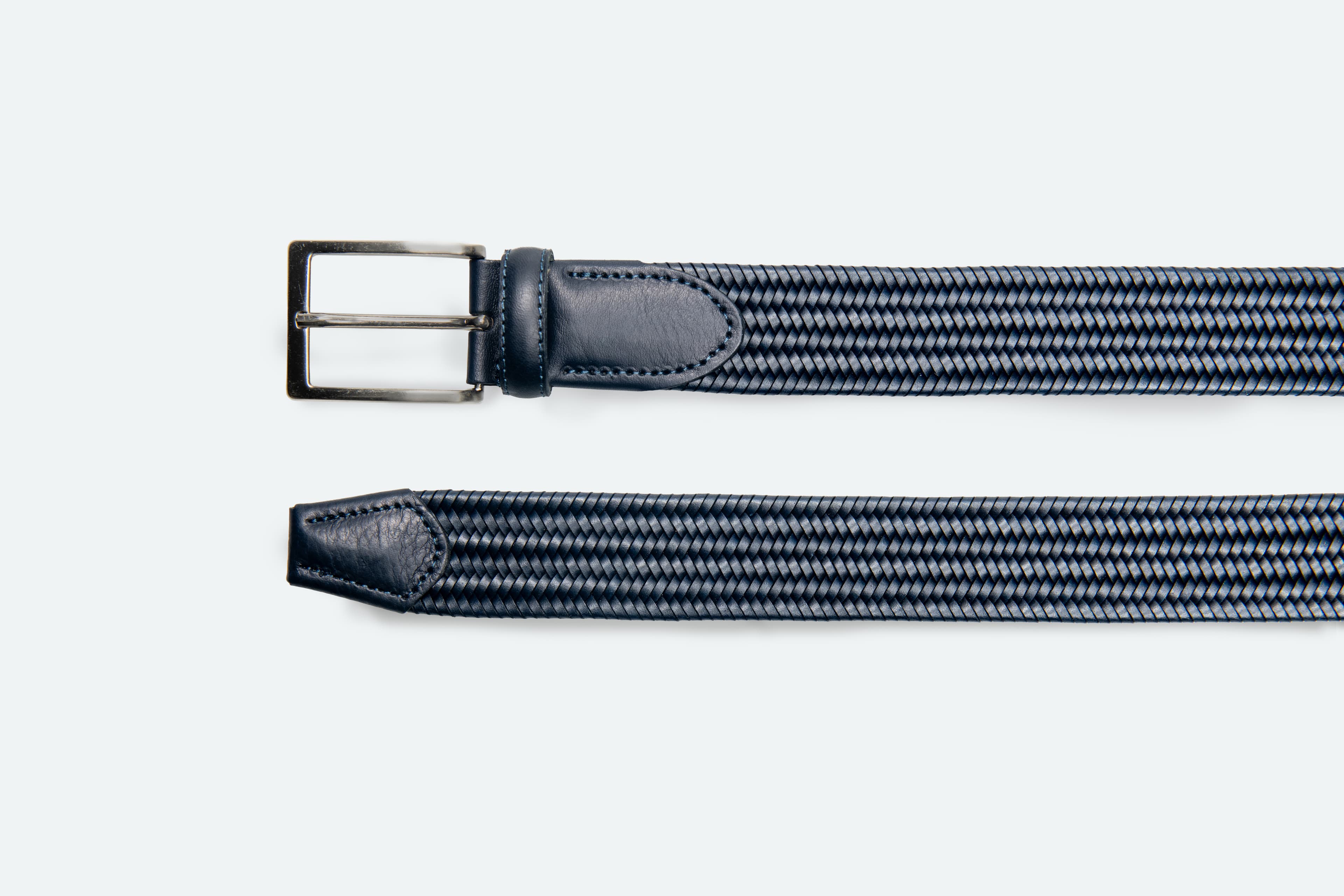 Officine Napoli Blue Braided Leather Belt