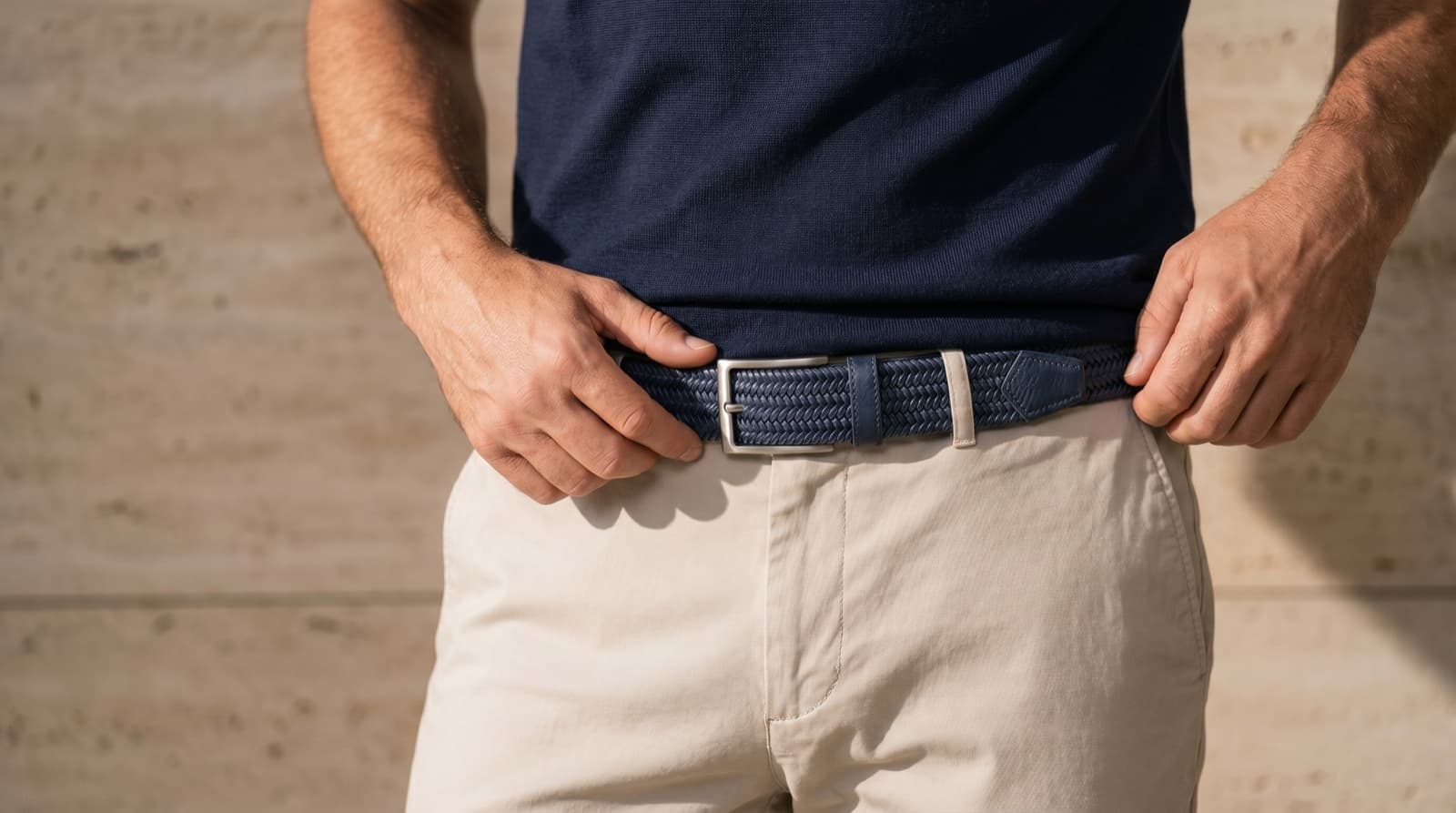 Officine Napoli Blue Braided Leather Belt