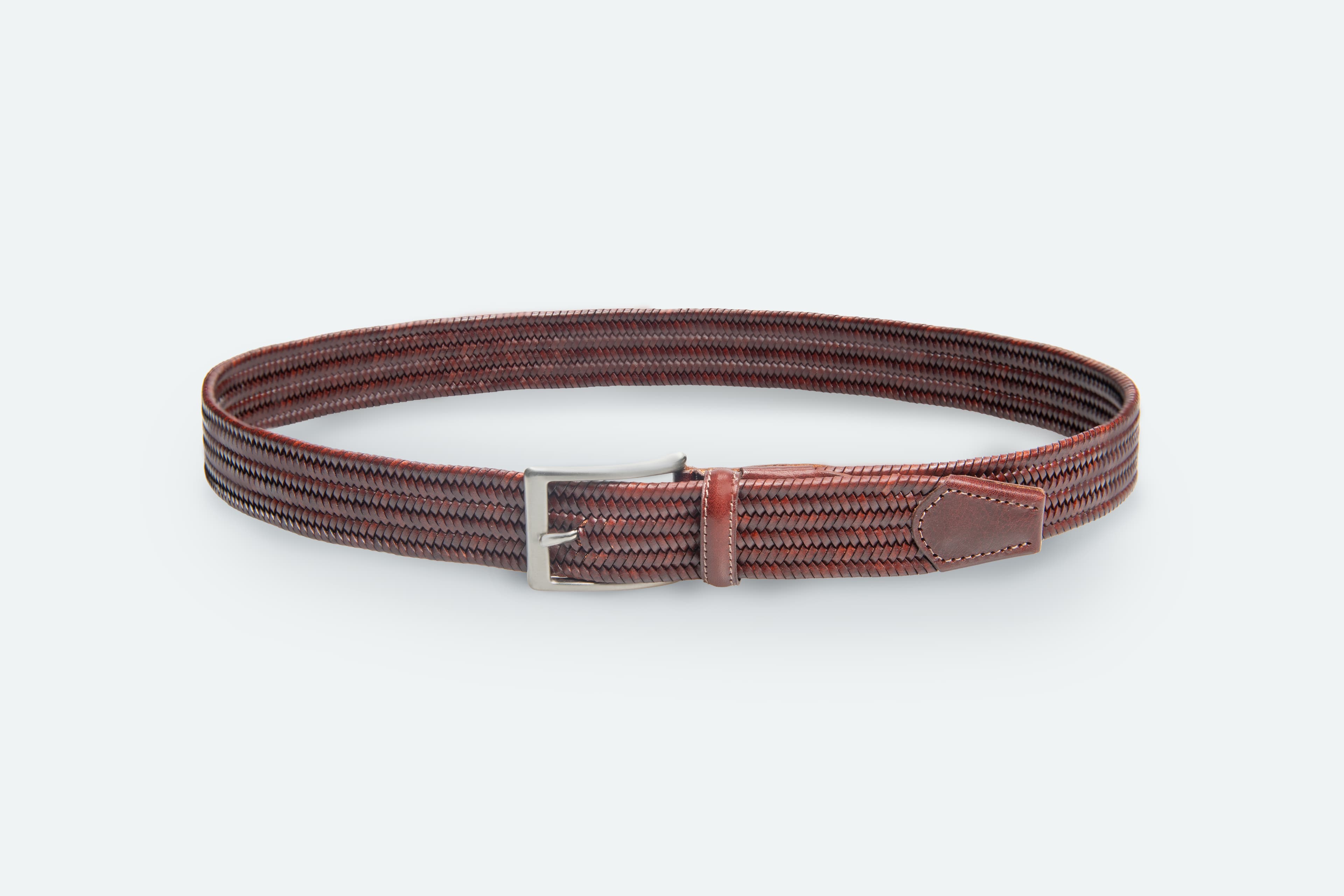Officine Napoli Cognac Braided Leather Belt