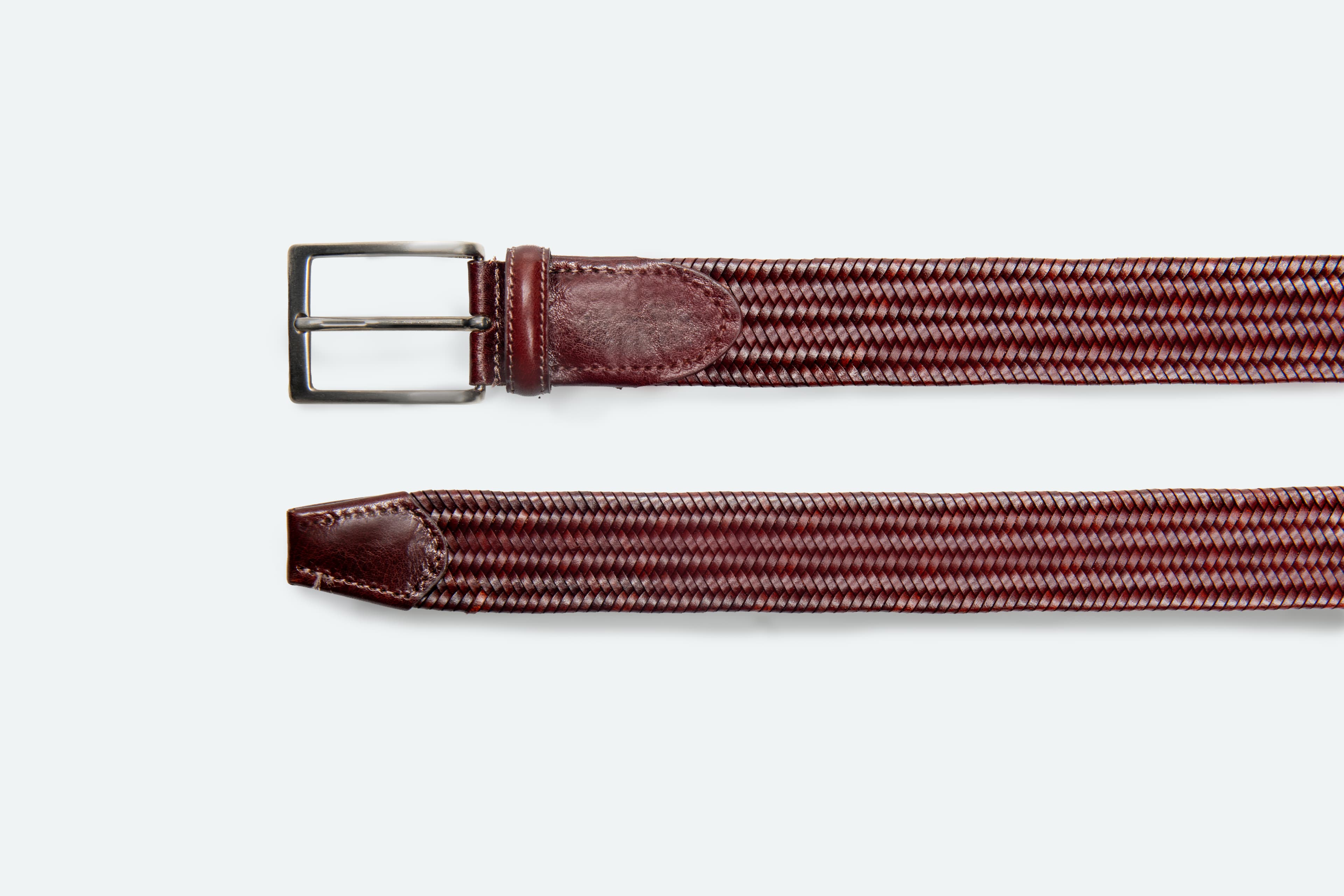 Officine Napoli Cognac Braided Leather Belt