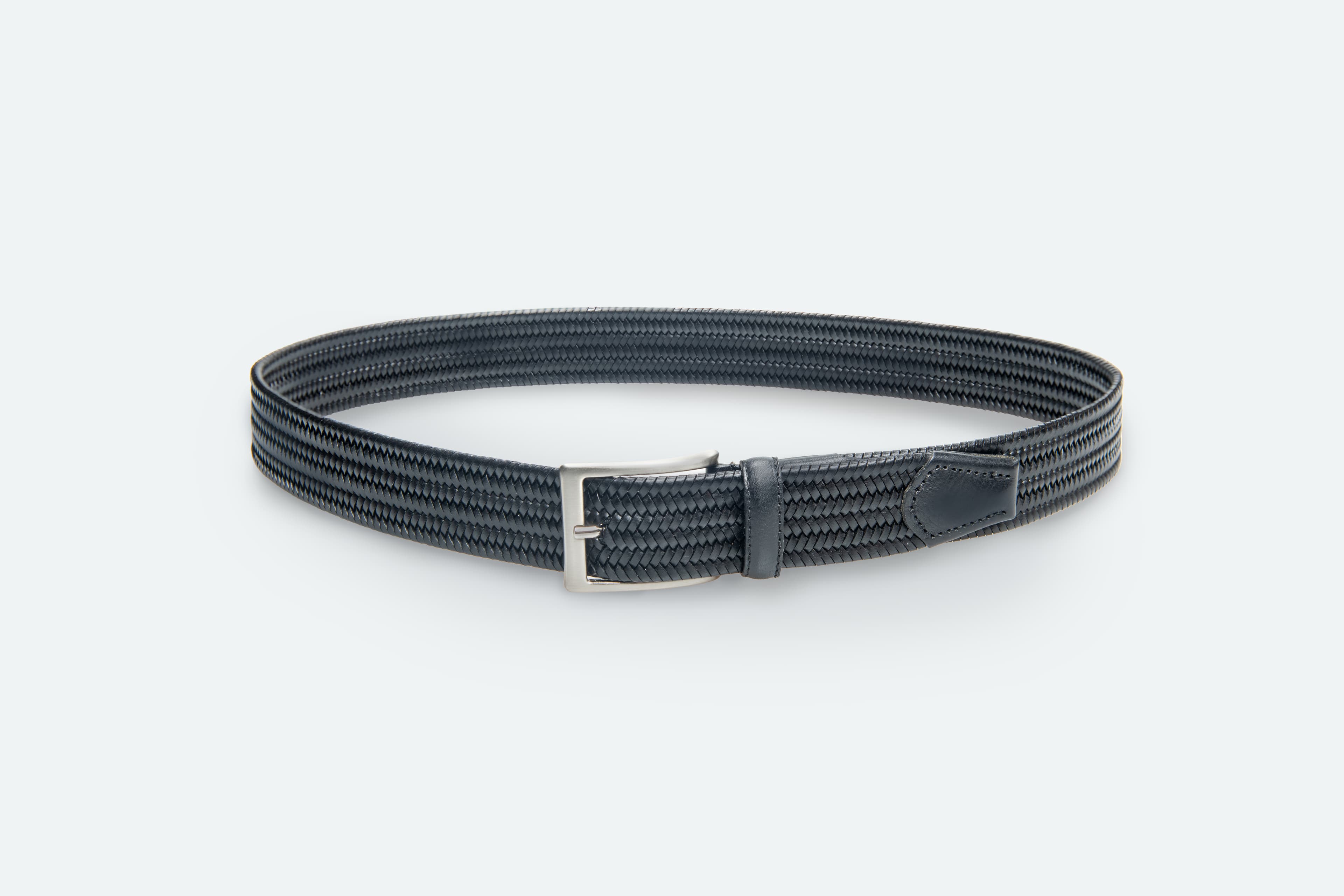Officine Napoli Black Braided Leather Belt