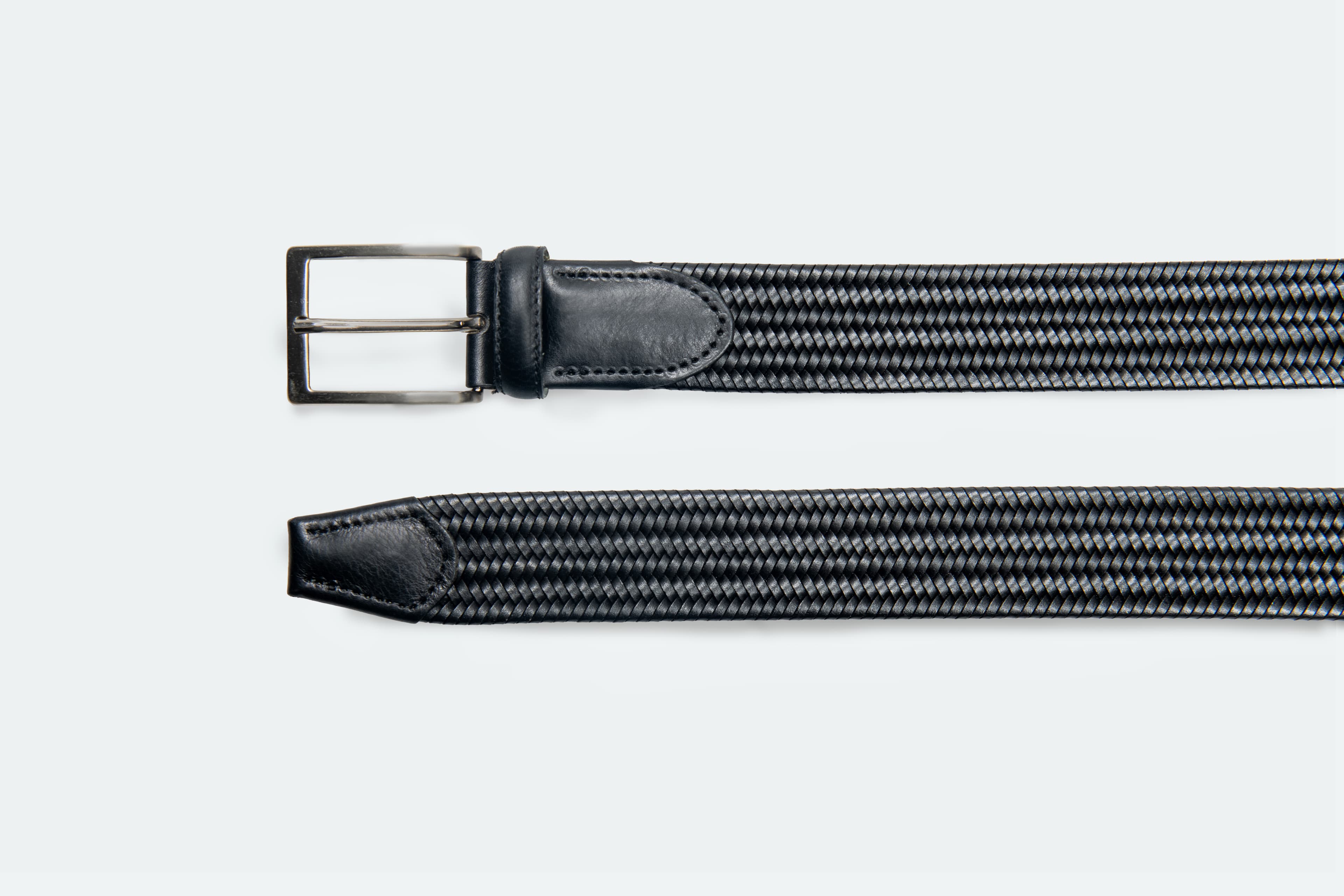 Officine Napoli Black Braided Leather Belt