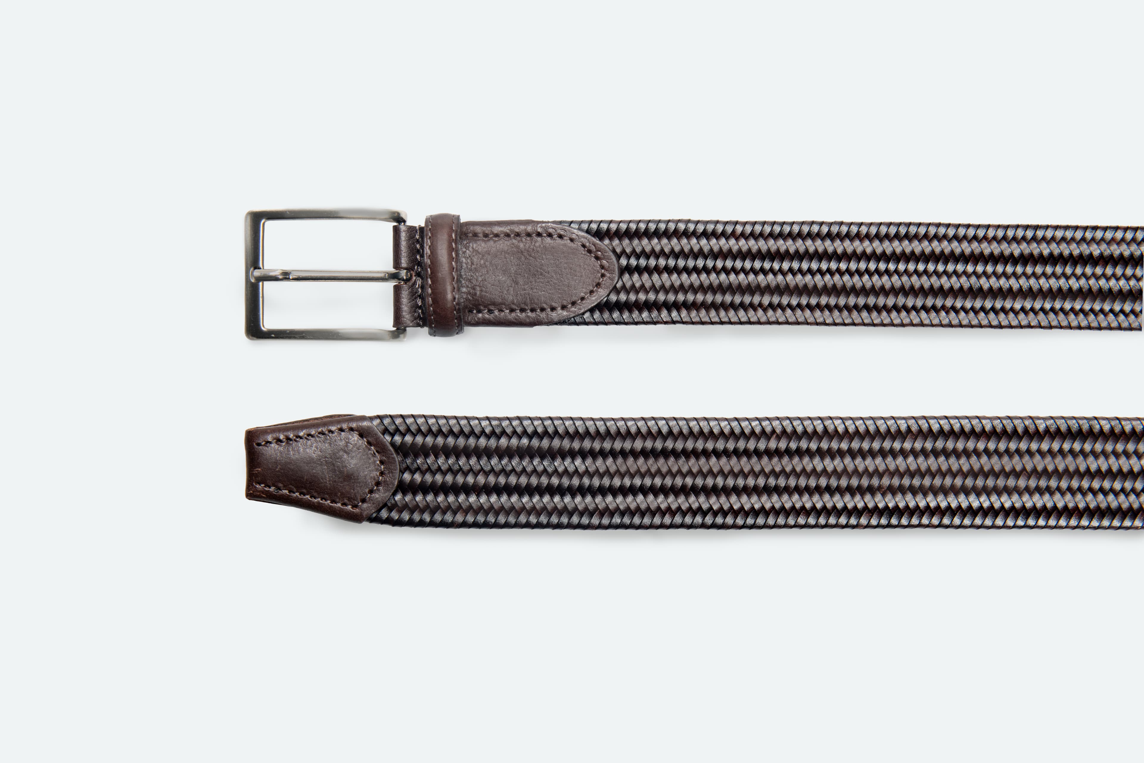 Officine Napoli Dark Brown Braided Leather Belt