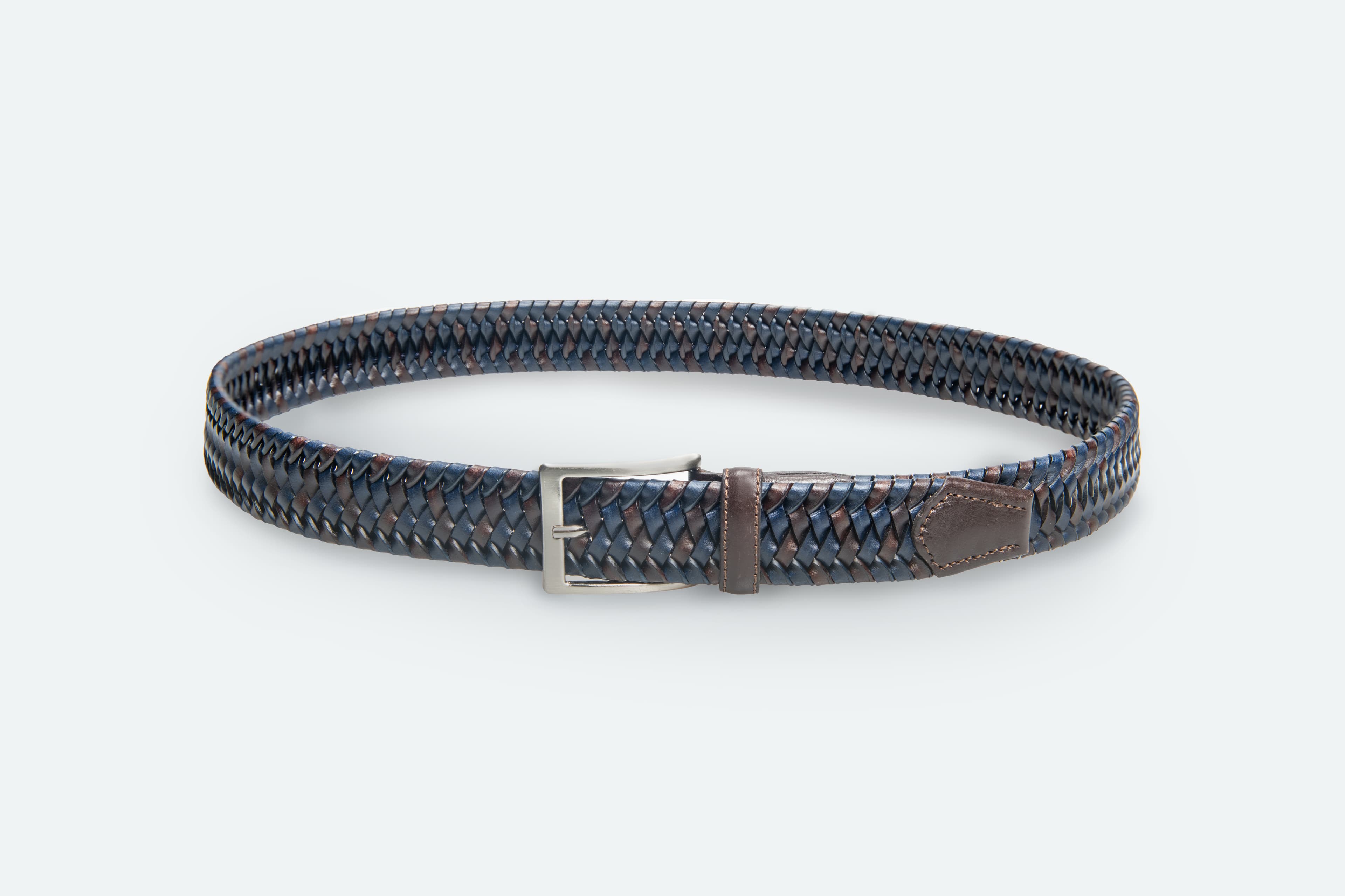 Officine Napoli Blue-Green Mix Braided Leather Belt