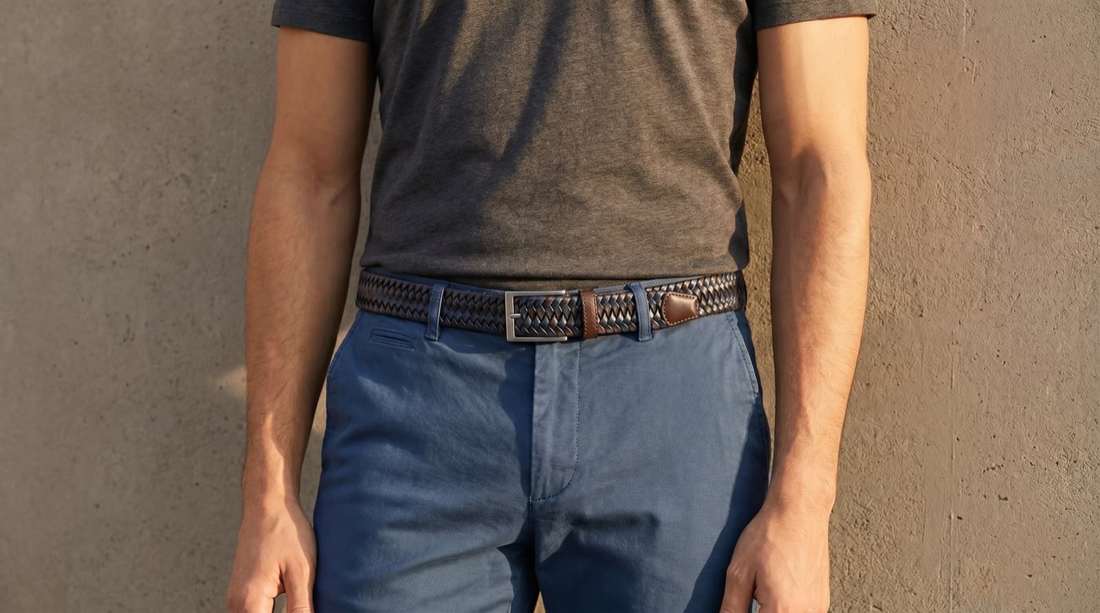Officine Napoli Blue-Green Mix Braided Leather Belt
