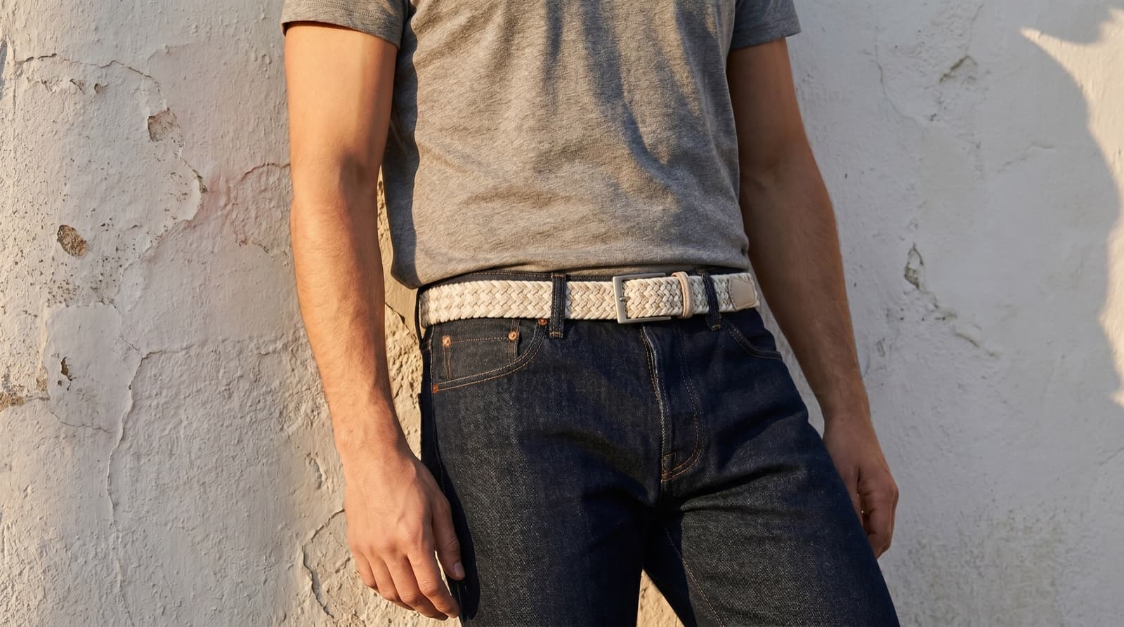 Officine Napoli Beige/Offwhite Multicolor Stretch Riem