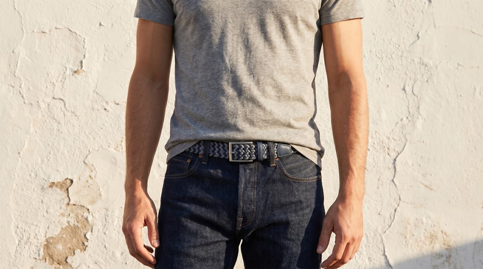 Officine Napoli Blauw/Grijs Multicolor Stretch Riem