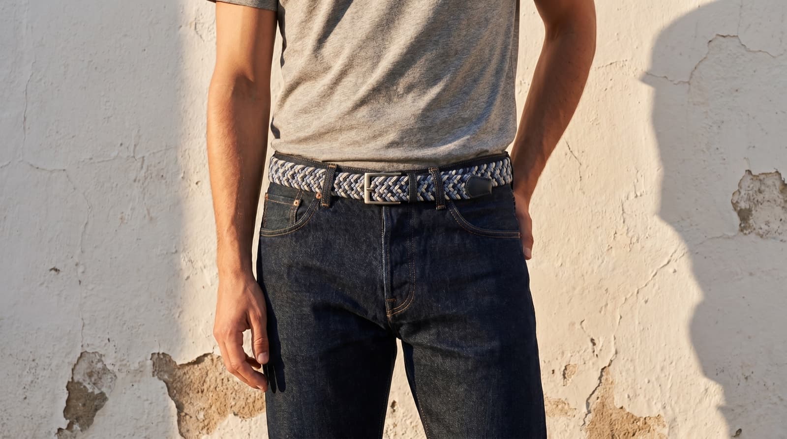 Officine Napoli Jeans/Lichtblauw Multicolor Stretch Riem