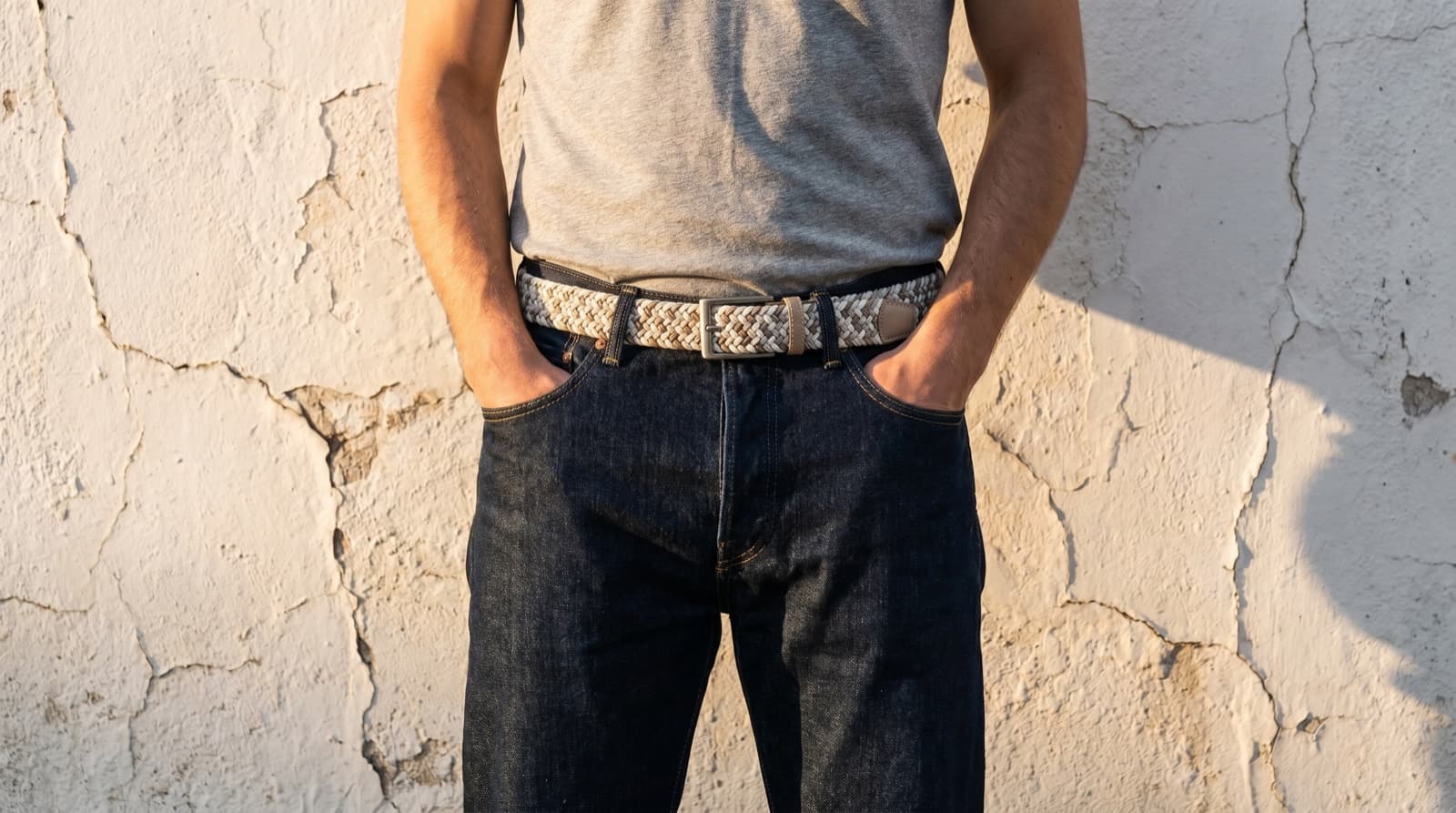 Officine Napoli Taupe/Beige Multicolor Stretch Riem