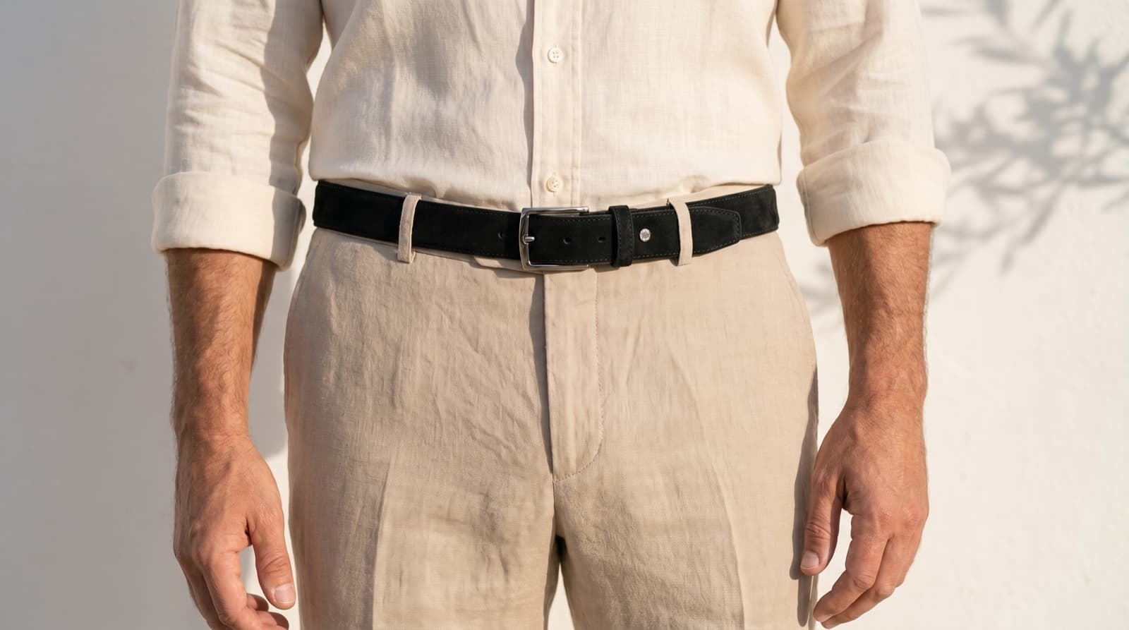 Officine Napoli Black Suede Belt