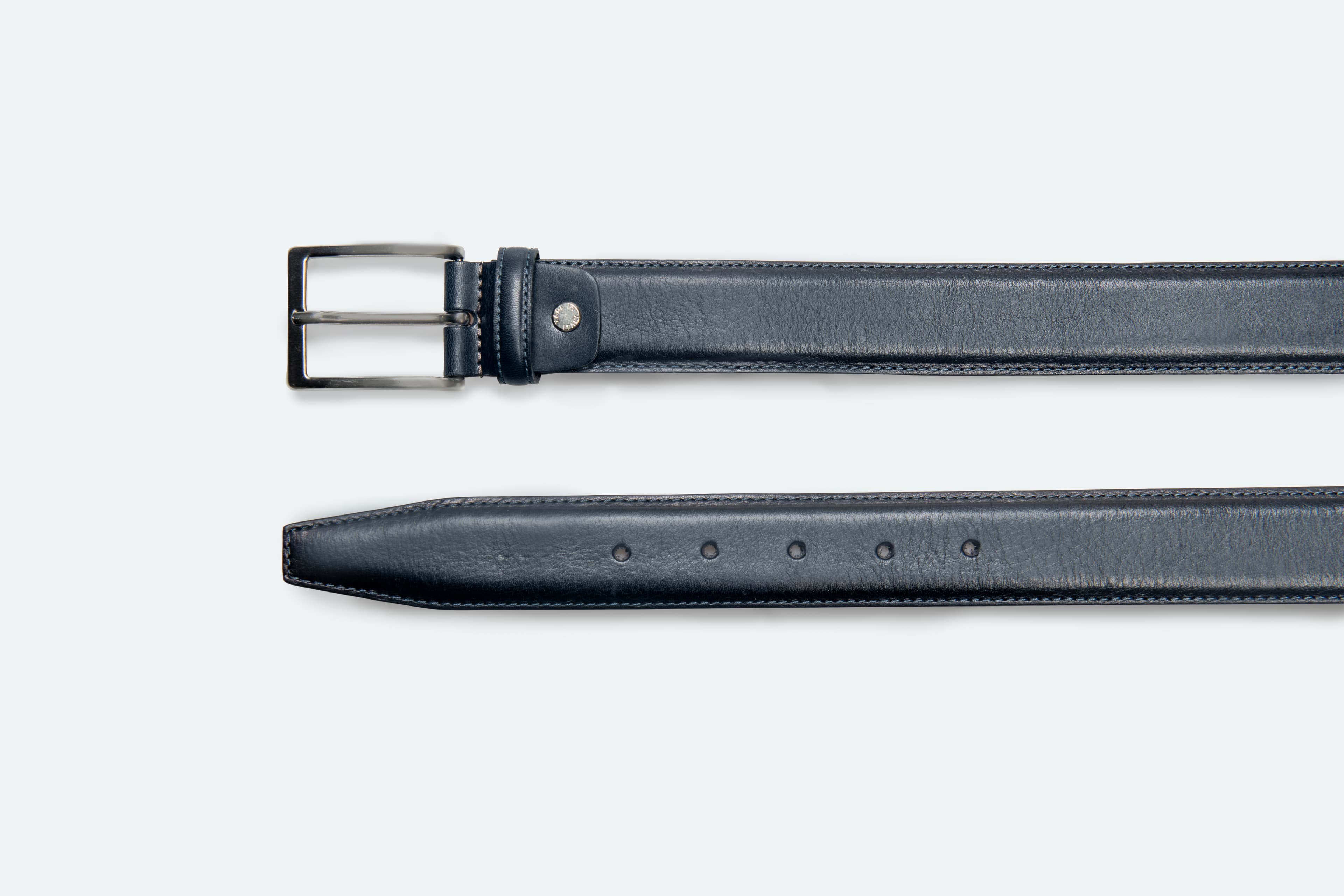 Officine Napoli Blue Smooth Leather Belt