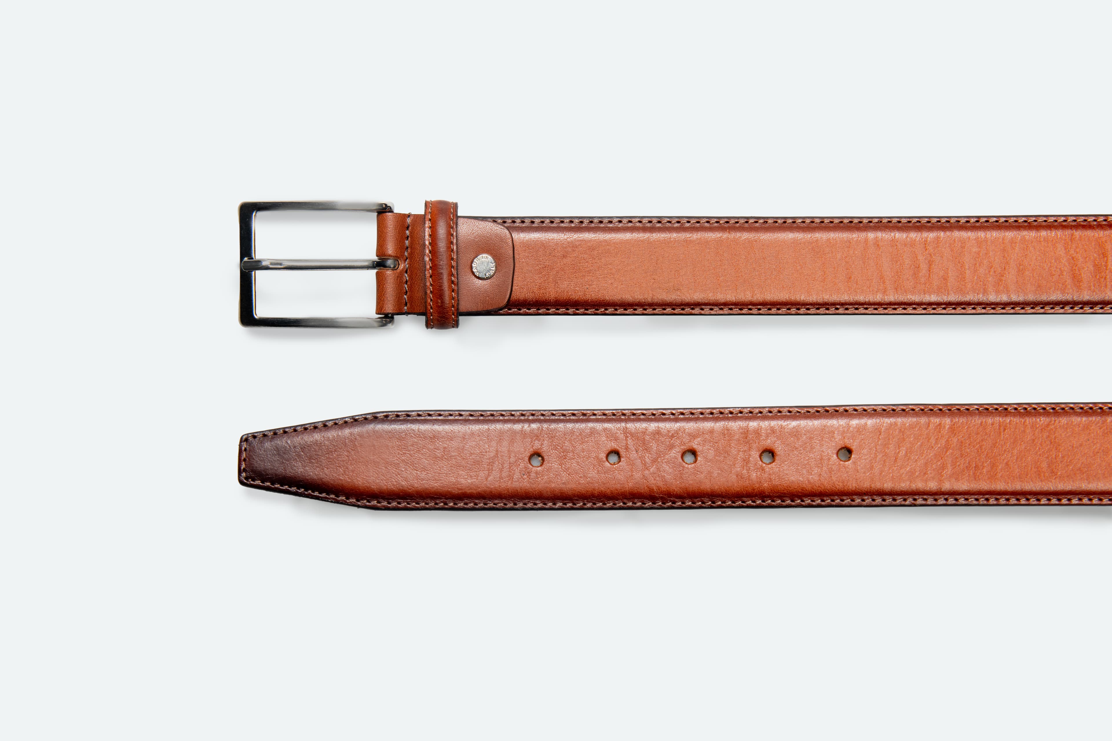 Officine Napoli Cognac Smooth Leather Belt