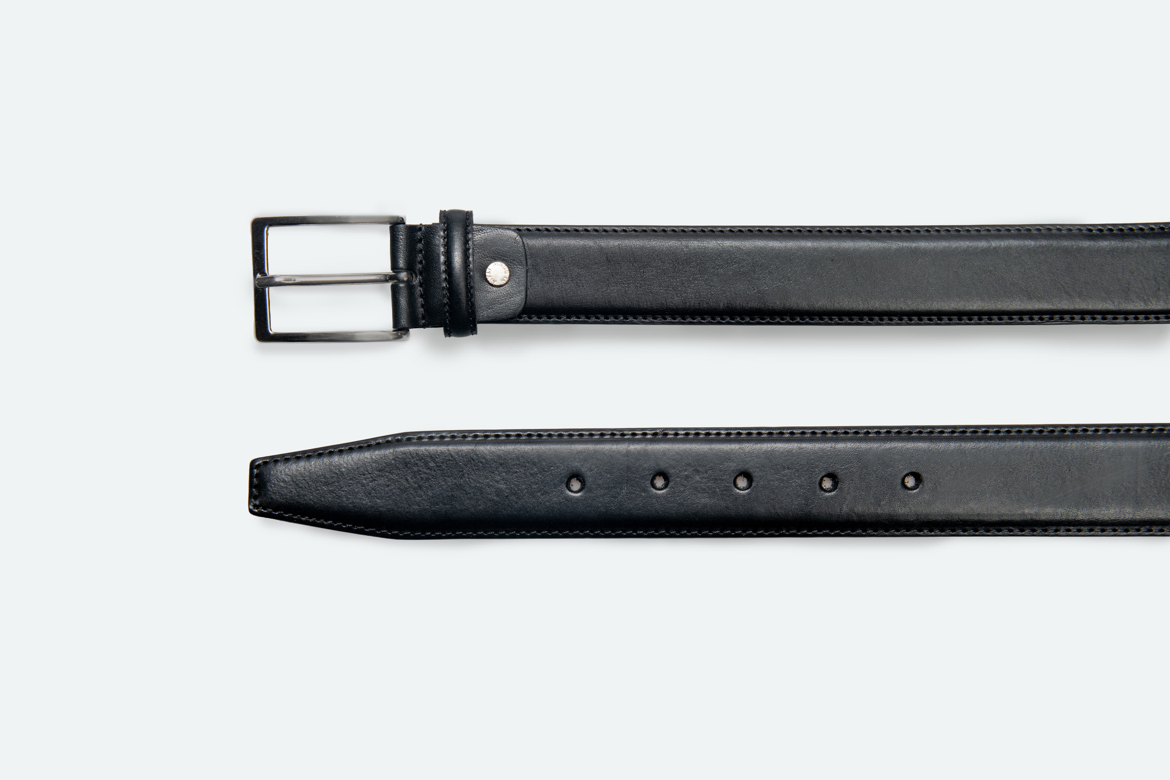 Officine Napoli Black Smooth Leather Belt