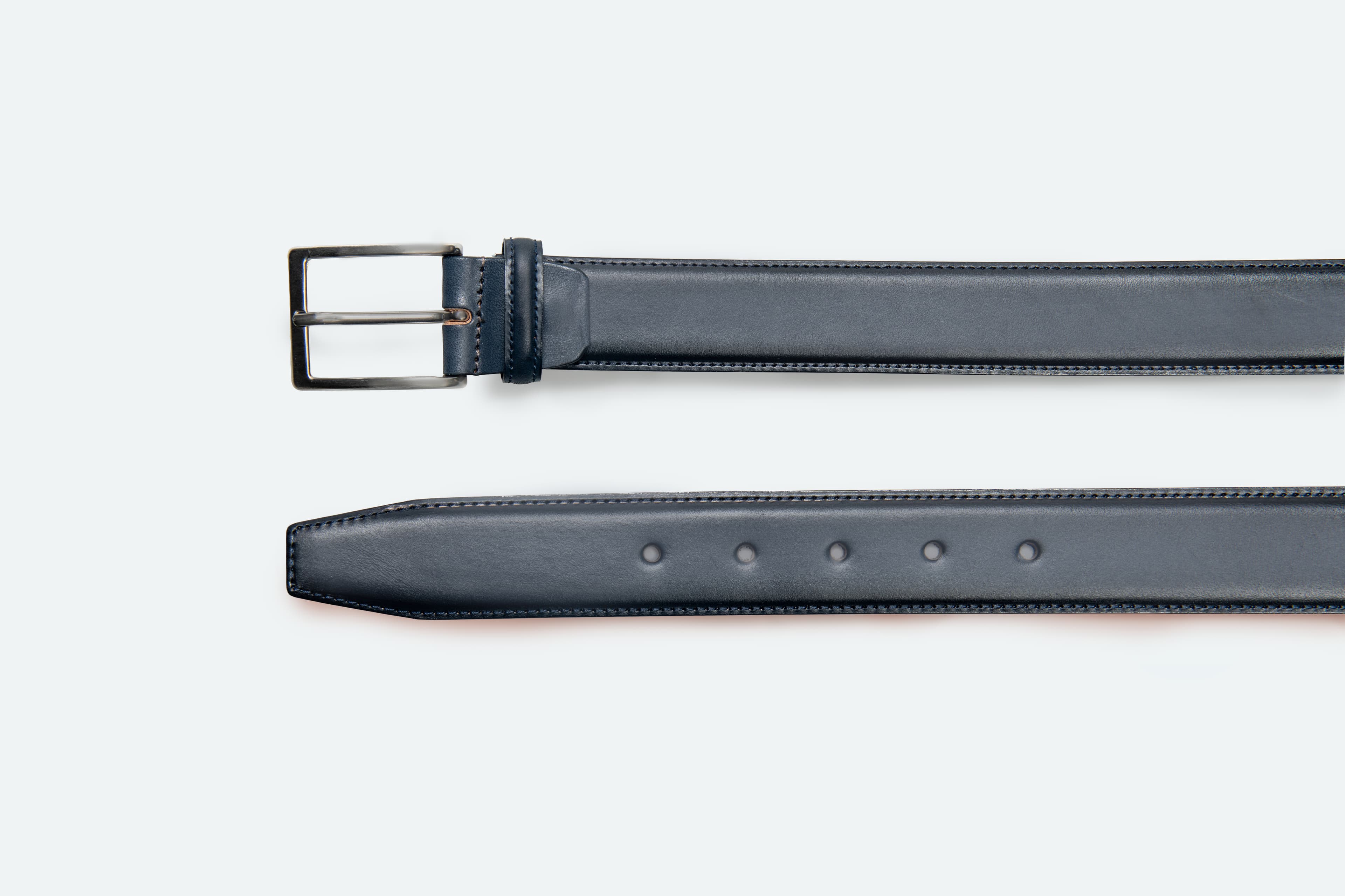 Officine Napoli Blauw Glad Lederen Riem