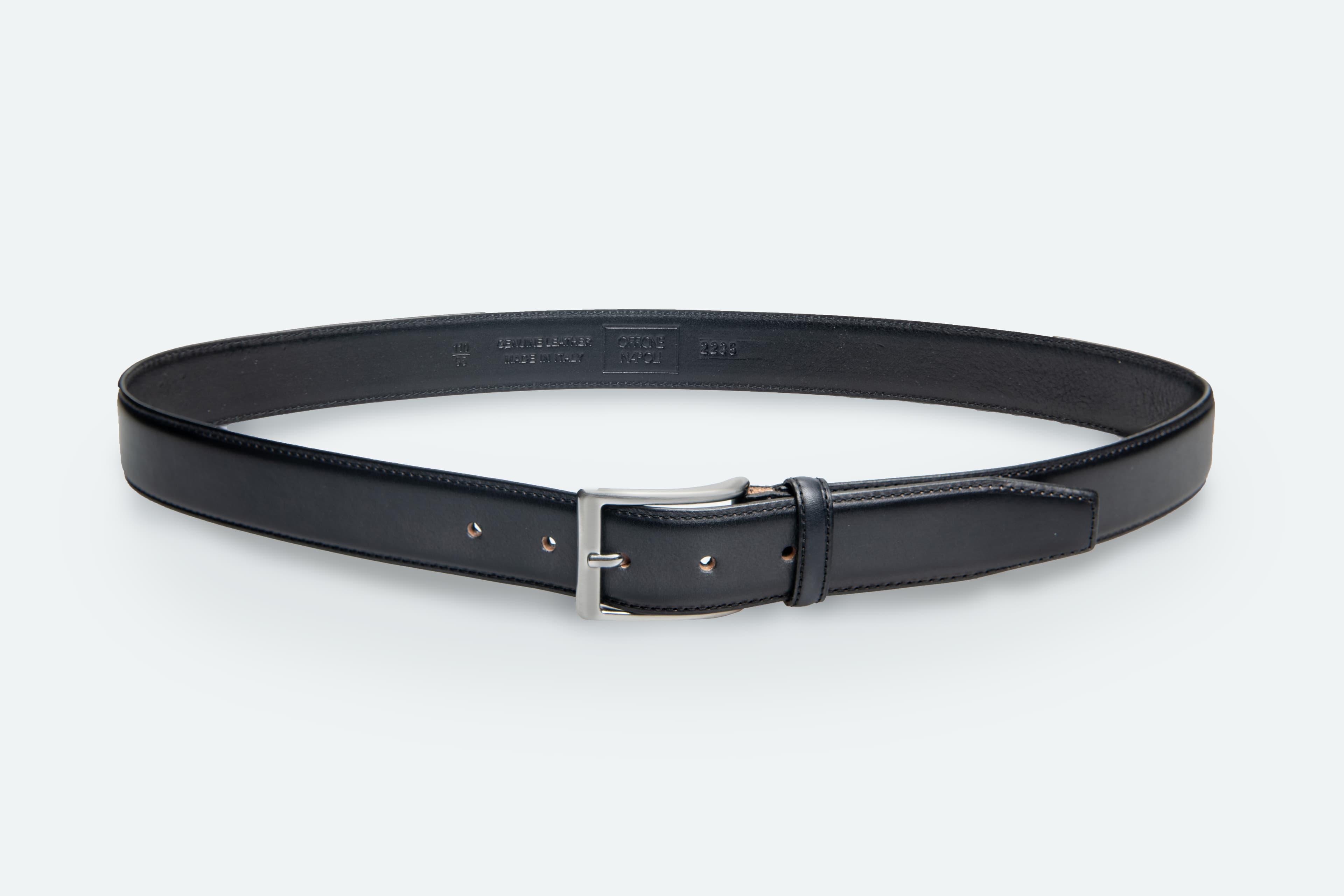 Officine Napoli Zwart Glad Lederen Riem