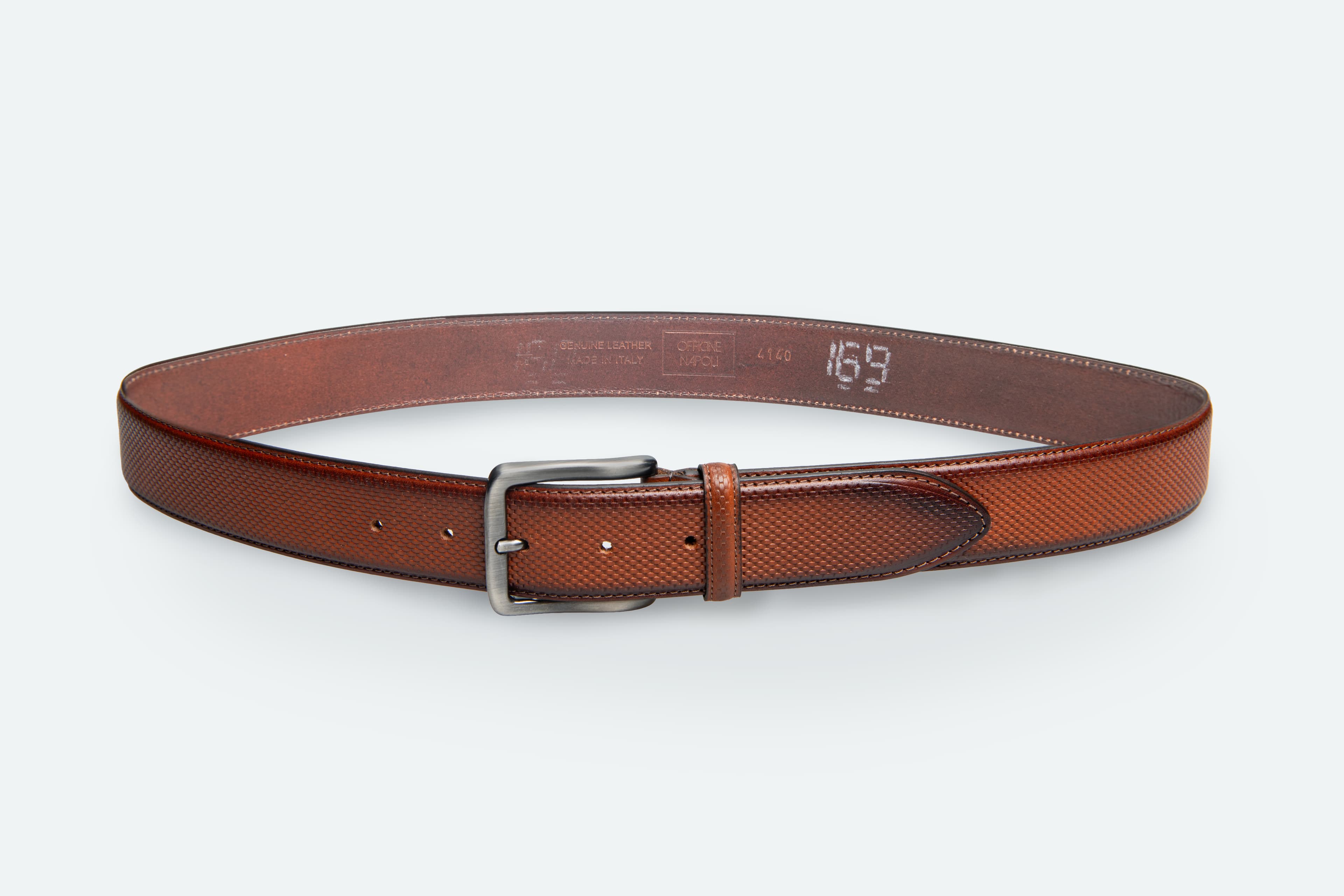 Officine Napoli Cognac Bedrukt Lederen Riem