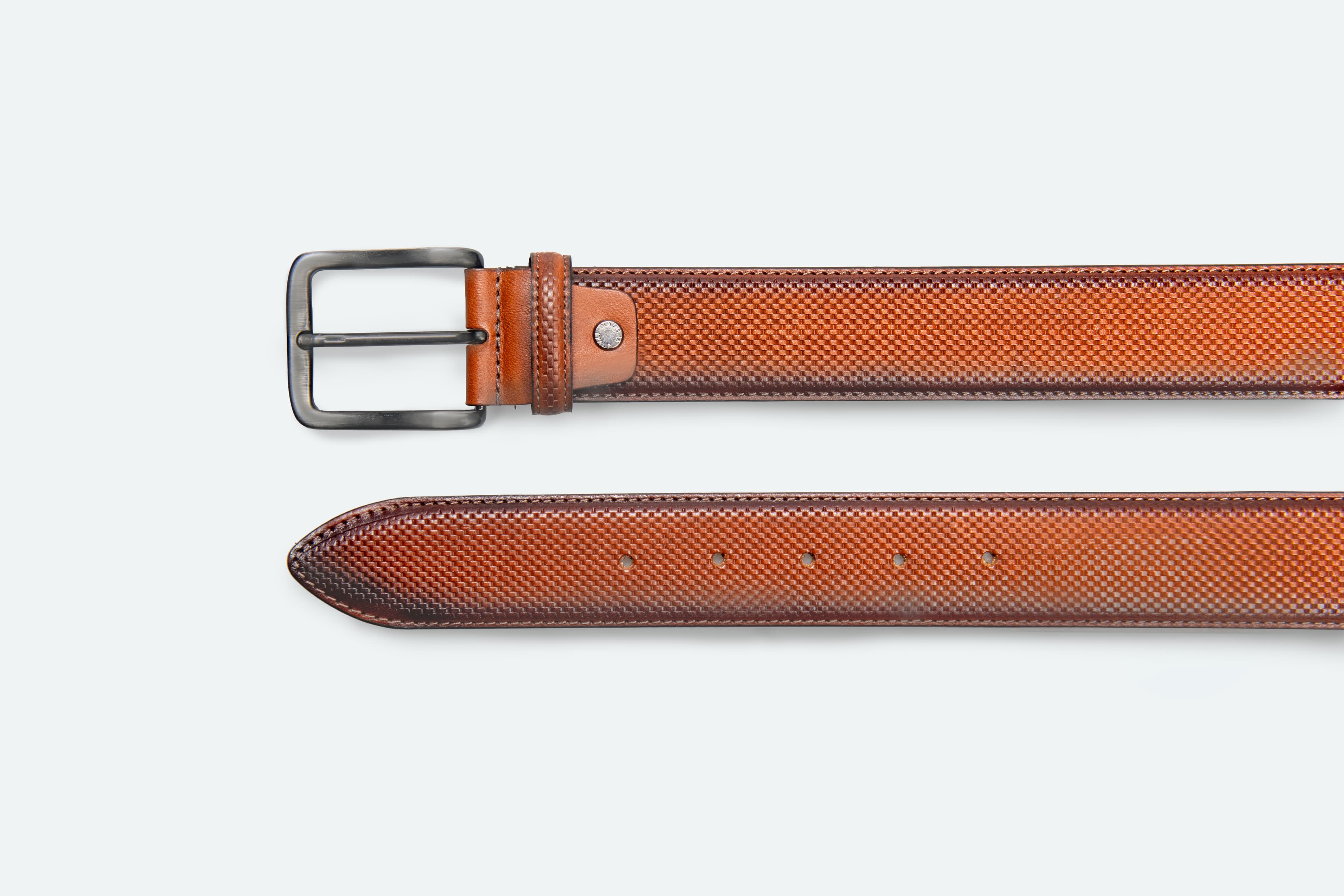 Officine Napoli Cognac Bedrukt Lederen Riem
