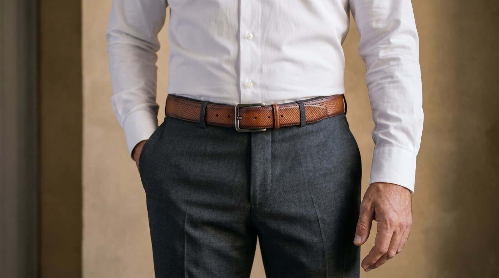 Officine Napoli Cognac Bedrukt Lederen Riem