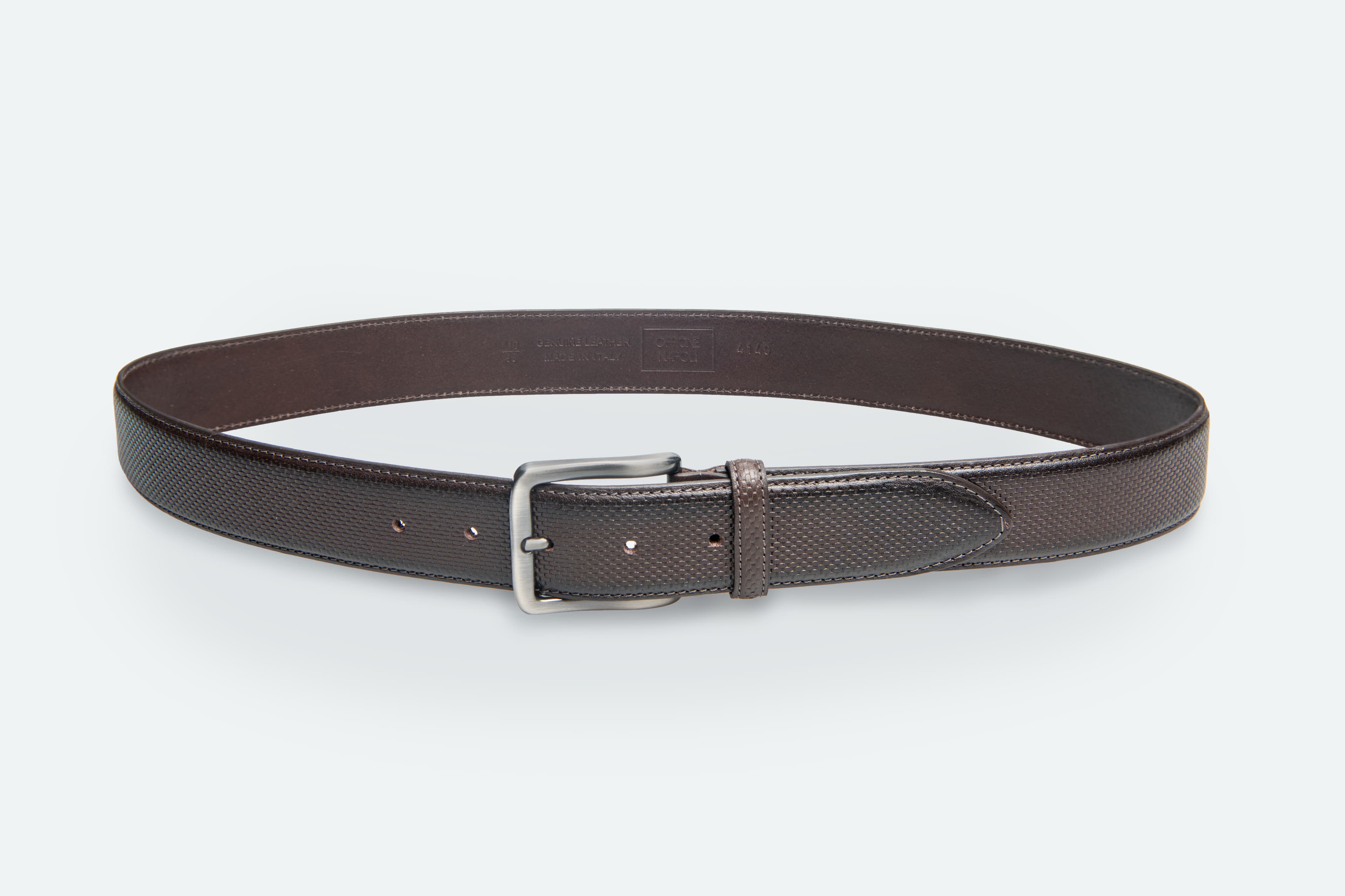 Officine Napoli Donkerbruin Bedrukt Lederen Riem