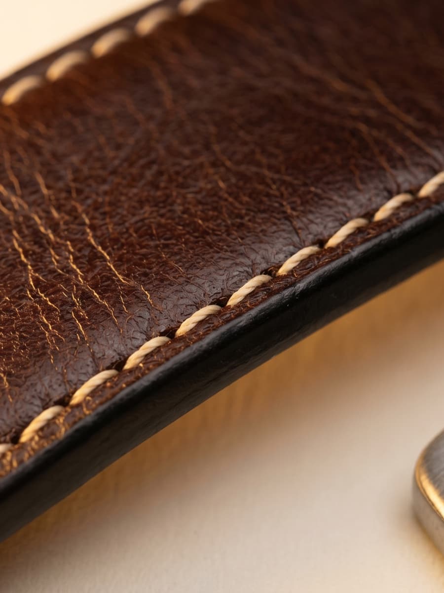 Full-grain leather, finished by hand