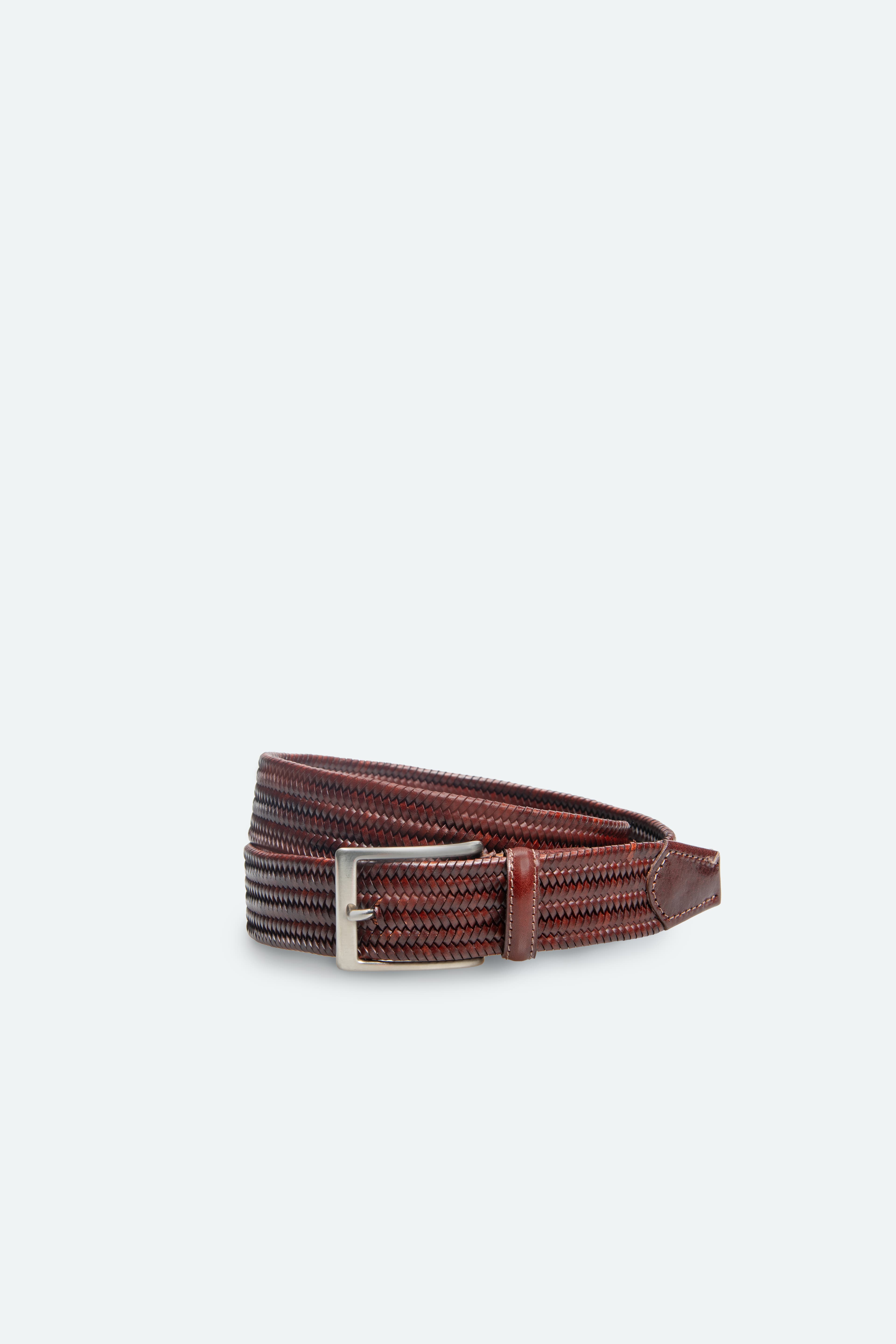 Officine Napoli Cognac Braided Leather Belt