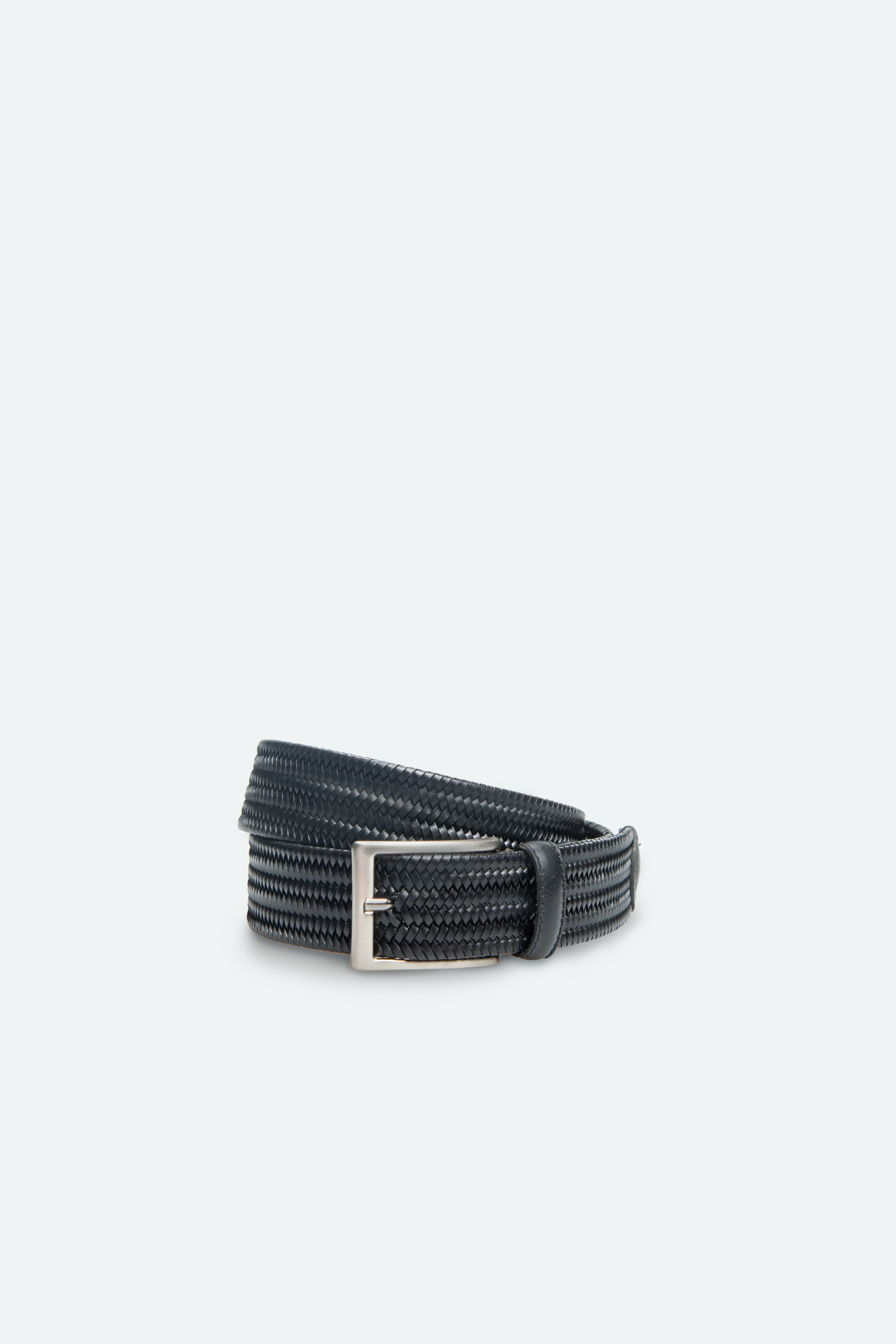 Officine Napoli Black Braided Leather Belt