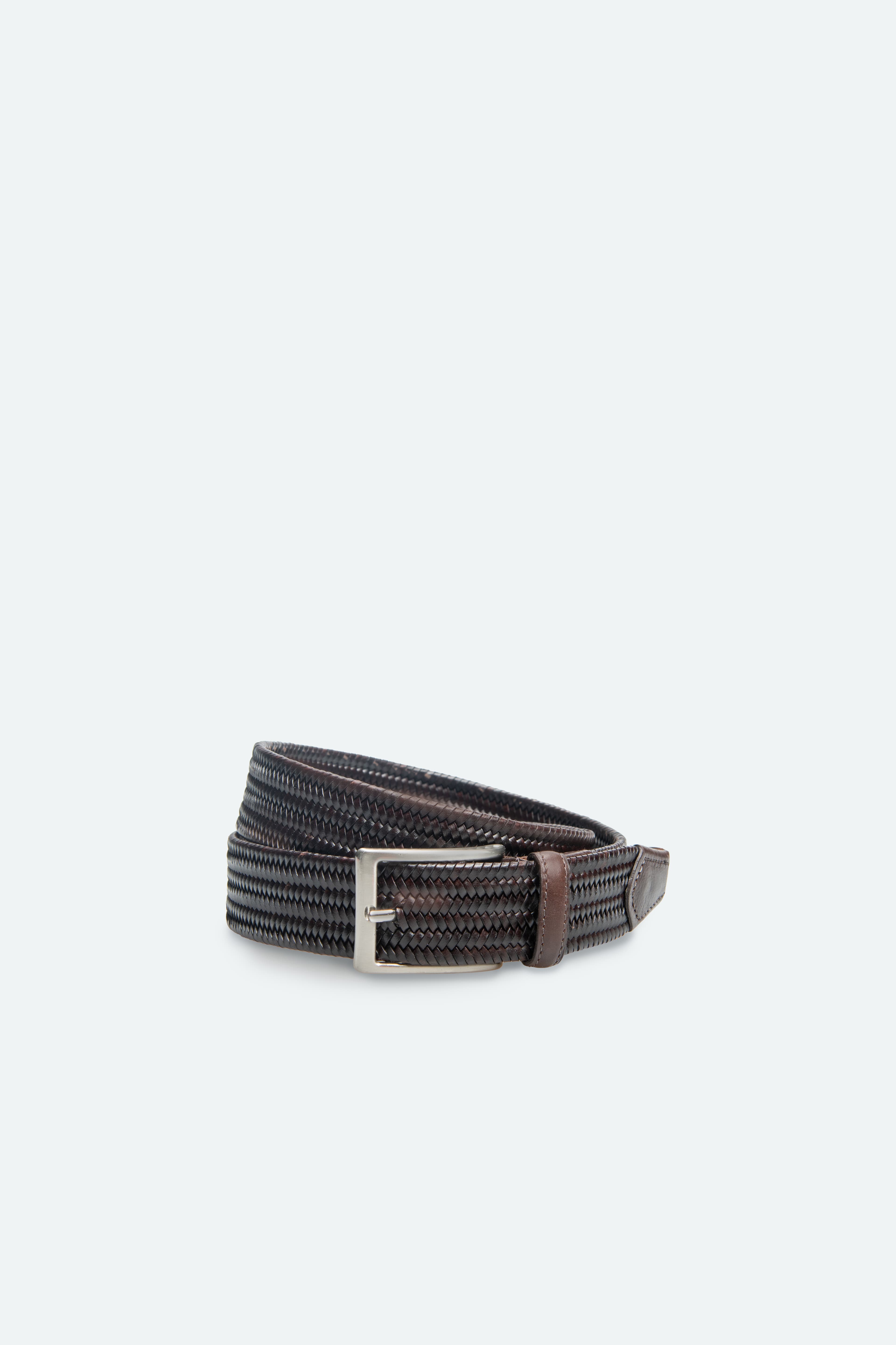 Officine Napoli Dark Brown Braided Leather Belt