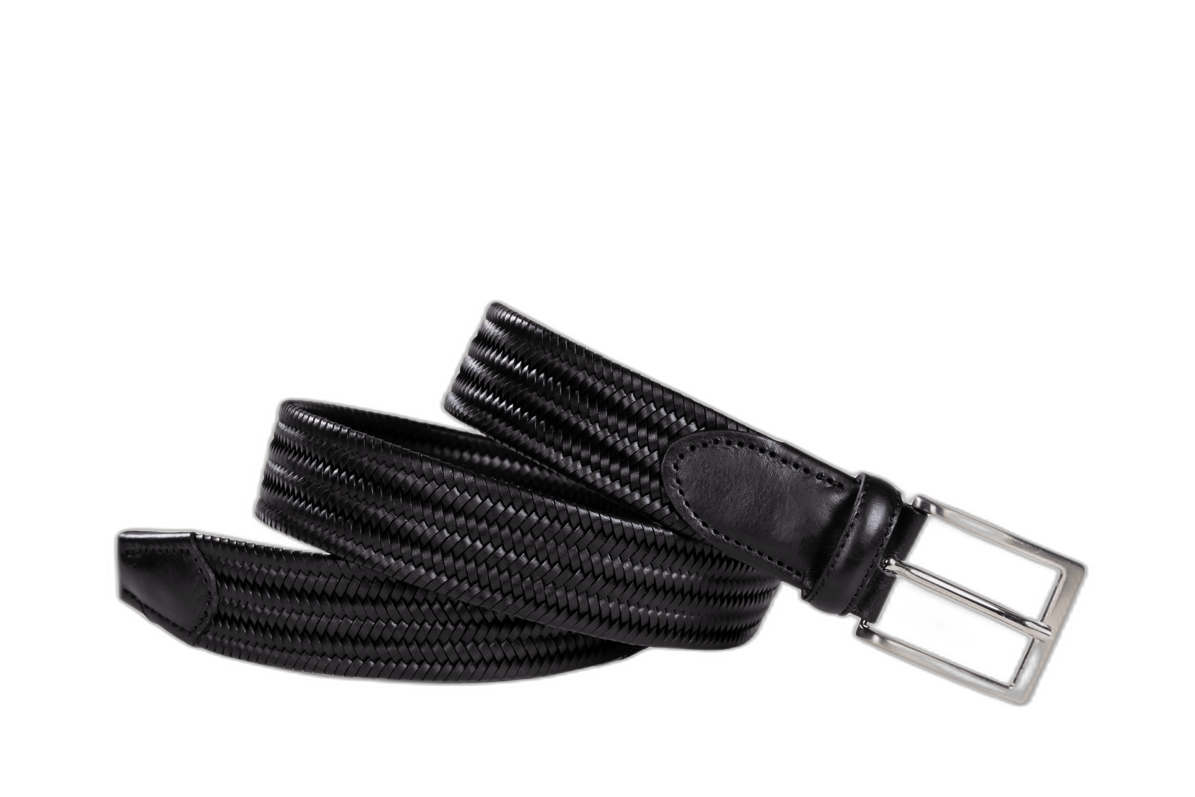 Officine Napoli Black Braided Leather Belt
