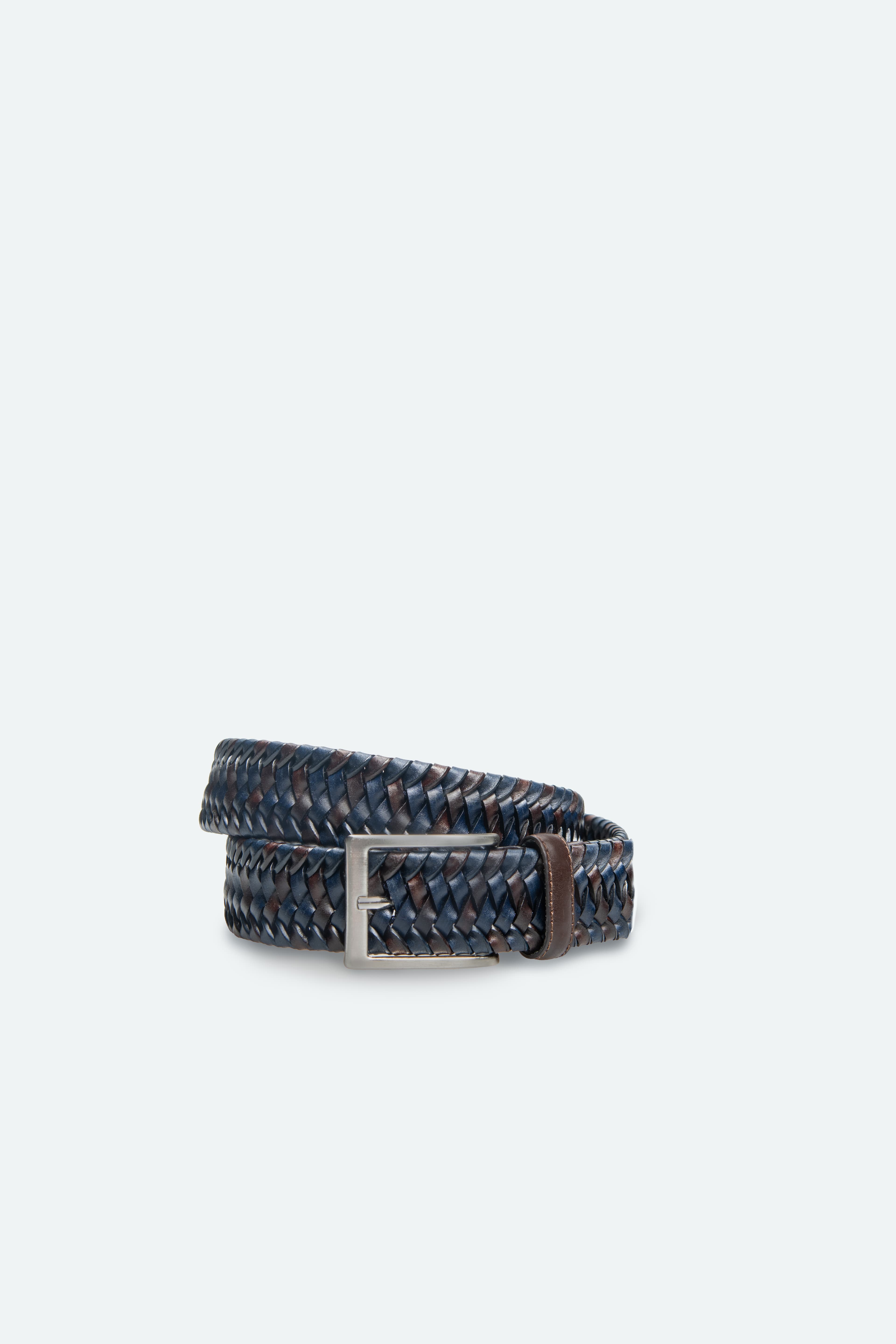 Officine Napoli Blue-Green Mix Braided Leather Belt