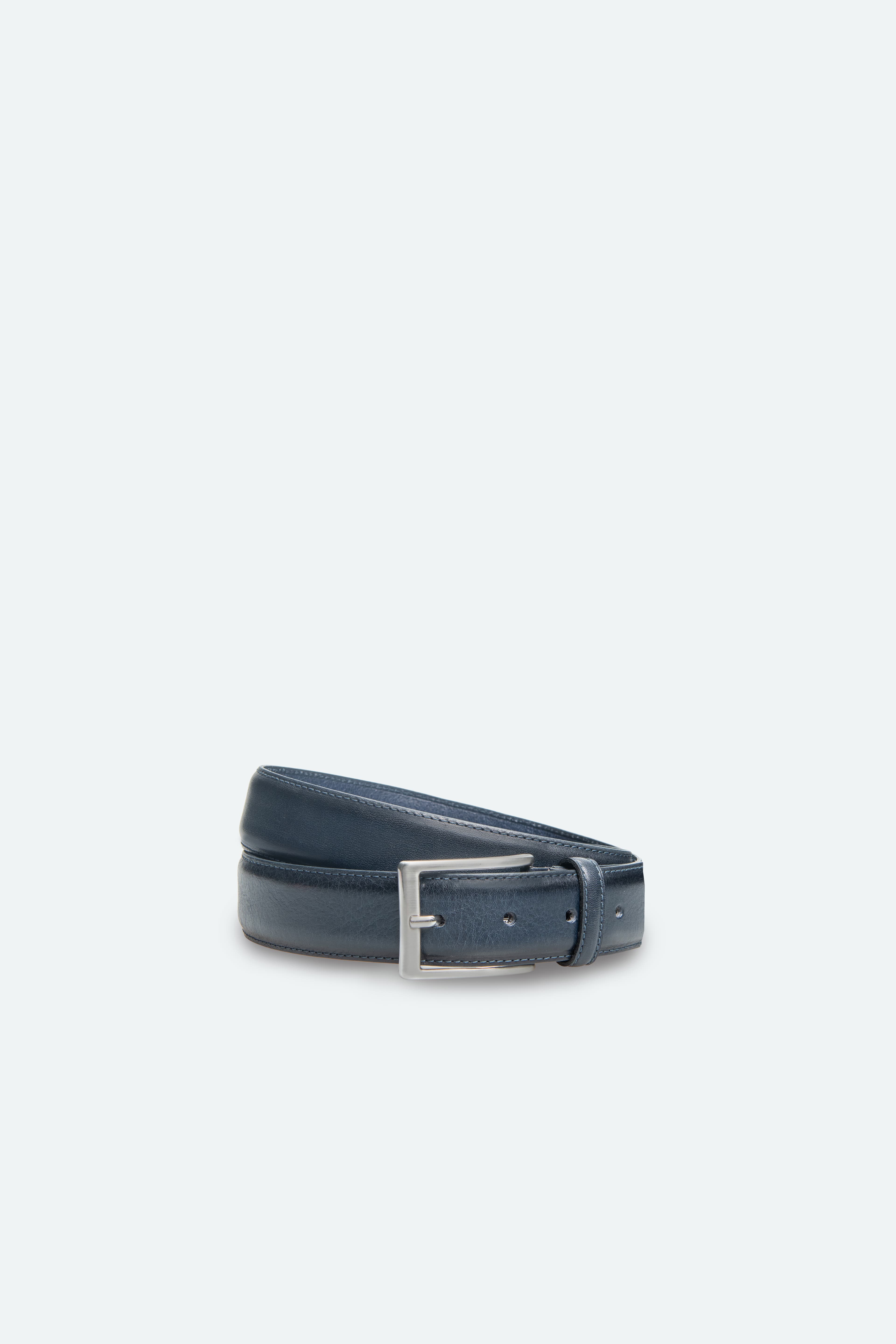 Officine Napoli Blue Smooth Leather Belt