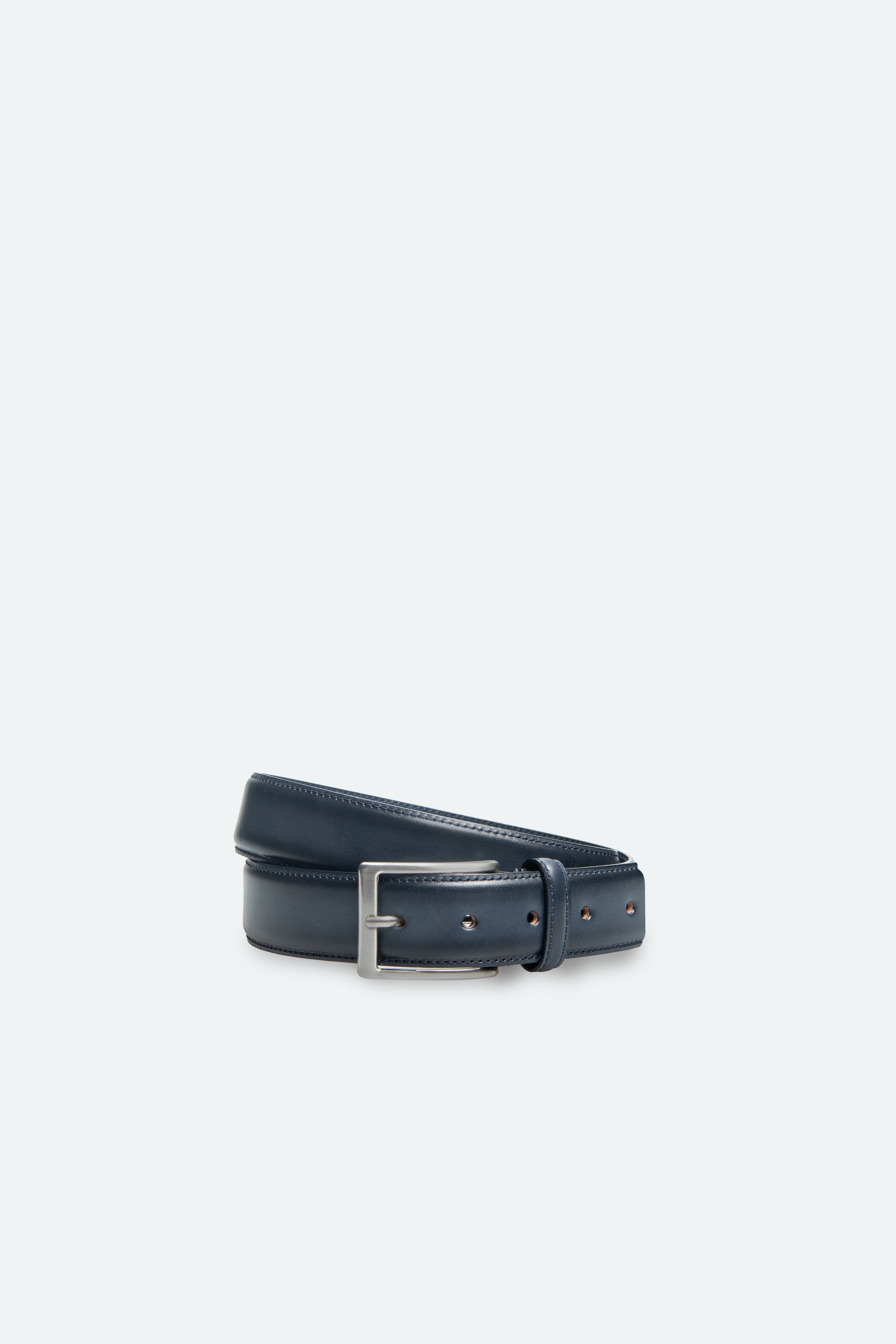 Officine Napoli Blauw Glad Lederen Riem