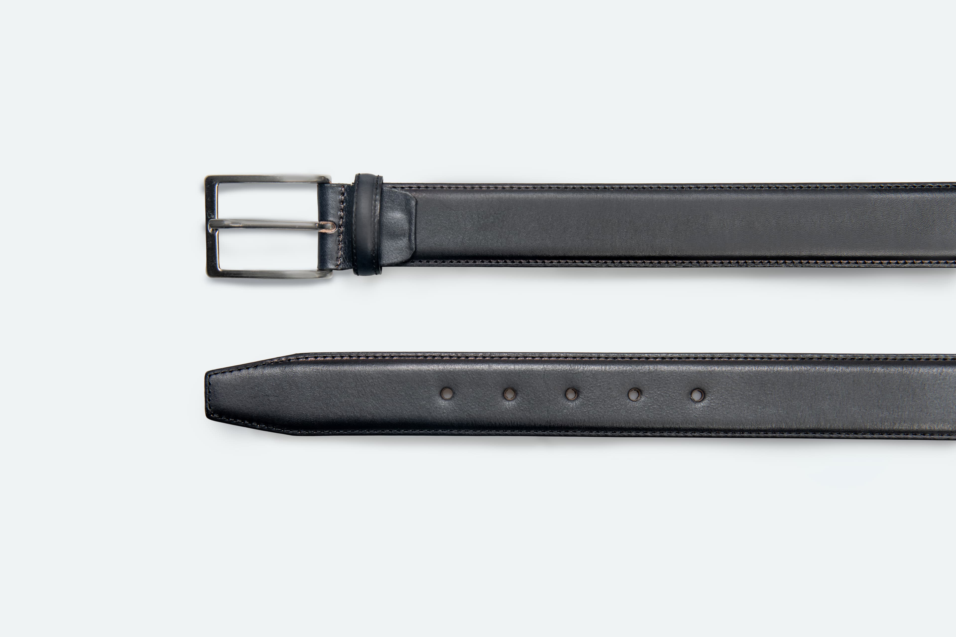 Officine Napoli Zwart Glad Lederen Riem