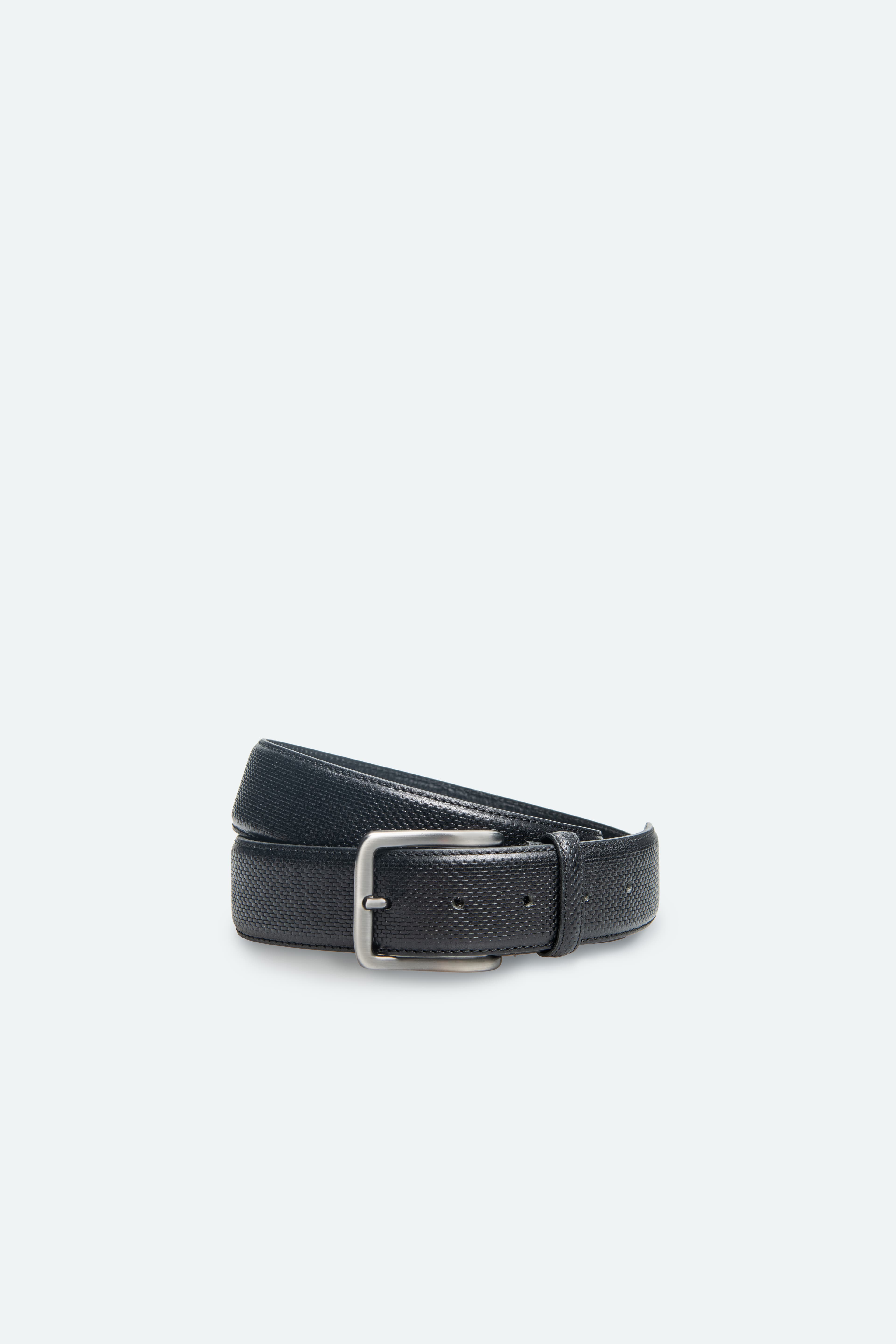 Officine Napoli Zwart Bedrukt Lederen Riem
